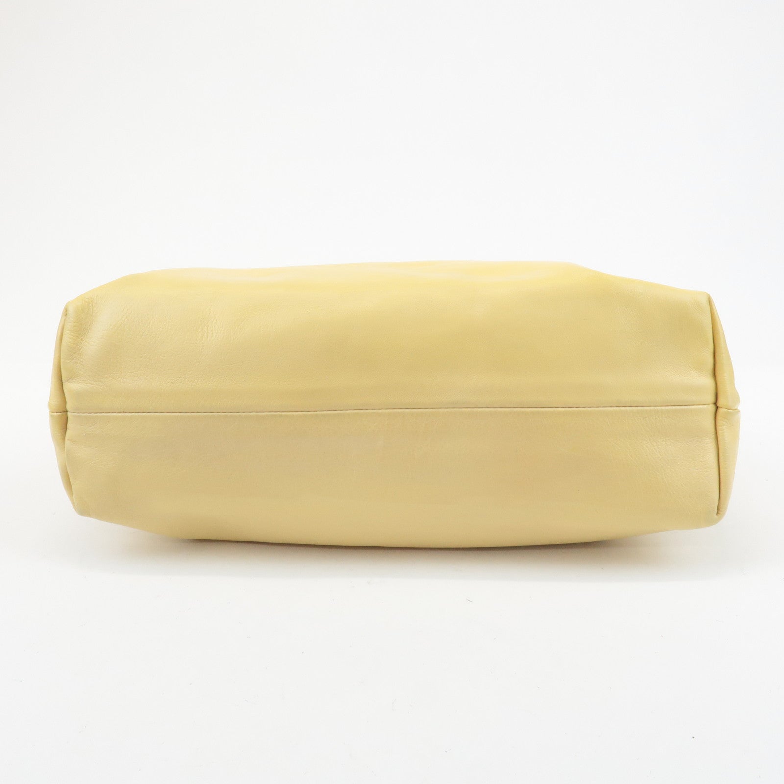 CHANEL COCO Mark Lamb Skin 2Way Bag Tote Bag Yellow Used