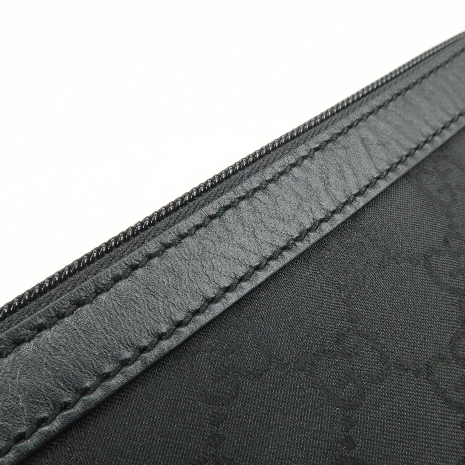 GUCCI GG Monogram Nylon Leather Shoulder Bag Pouch Black 272381