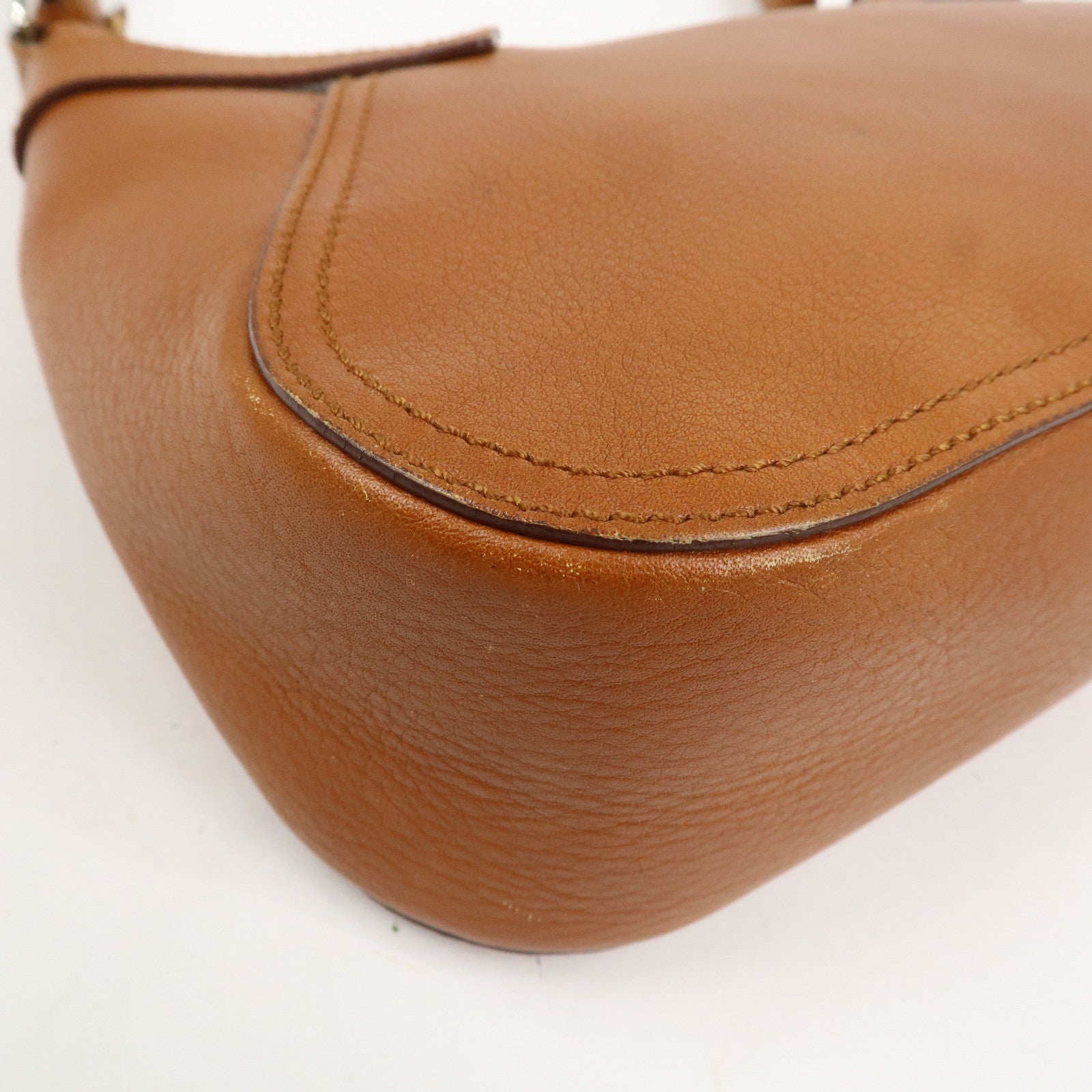 Ferragamo Gancini Leather Shoulder Bag Hand Bag Brown