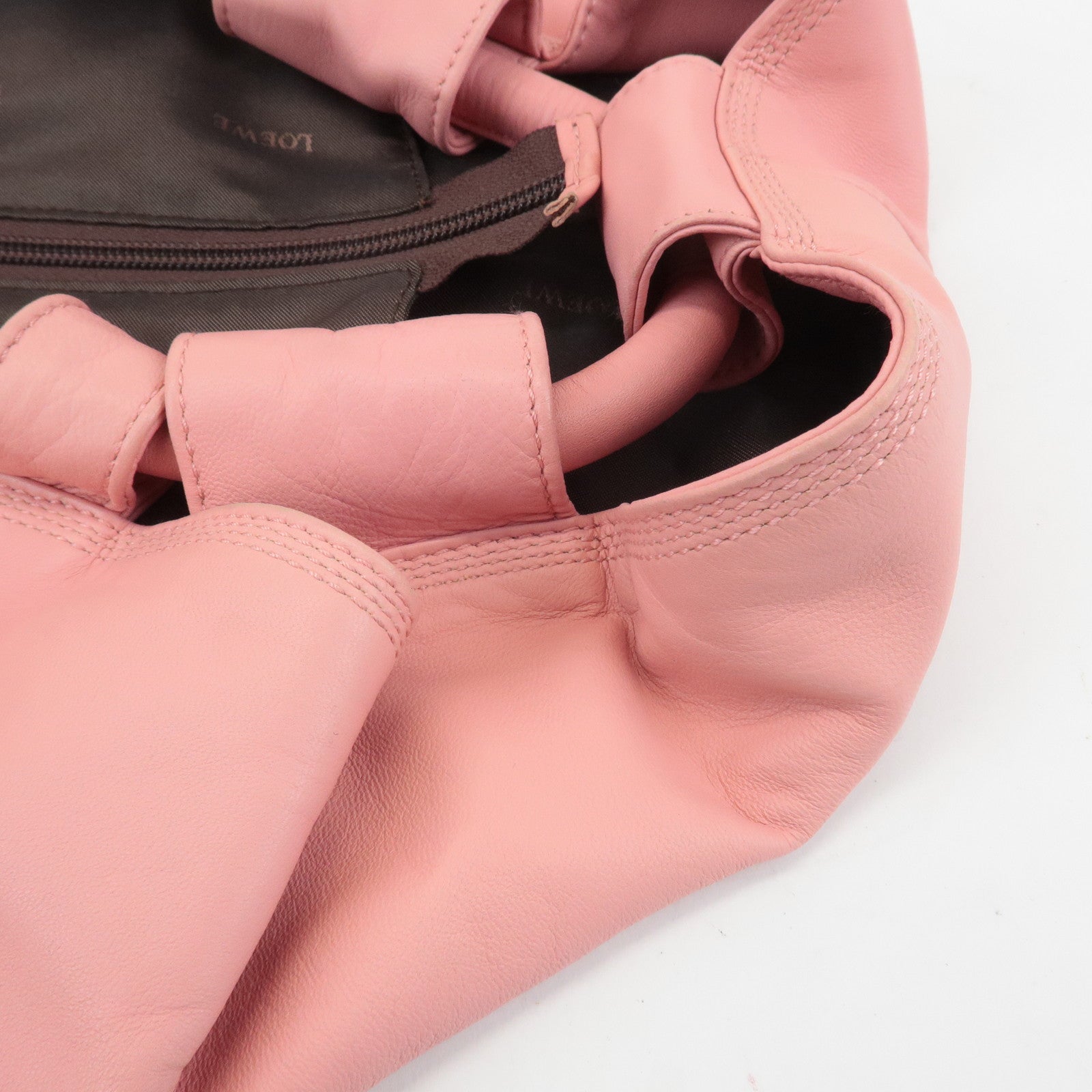 LOEWE Anagram Leather Nappa Aire Shoulder Hand Bag Pink Used