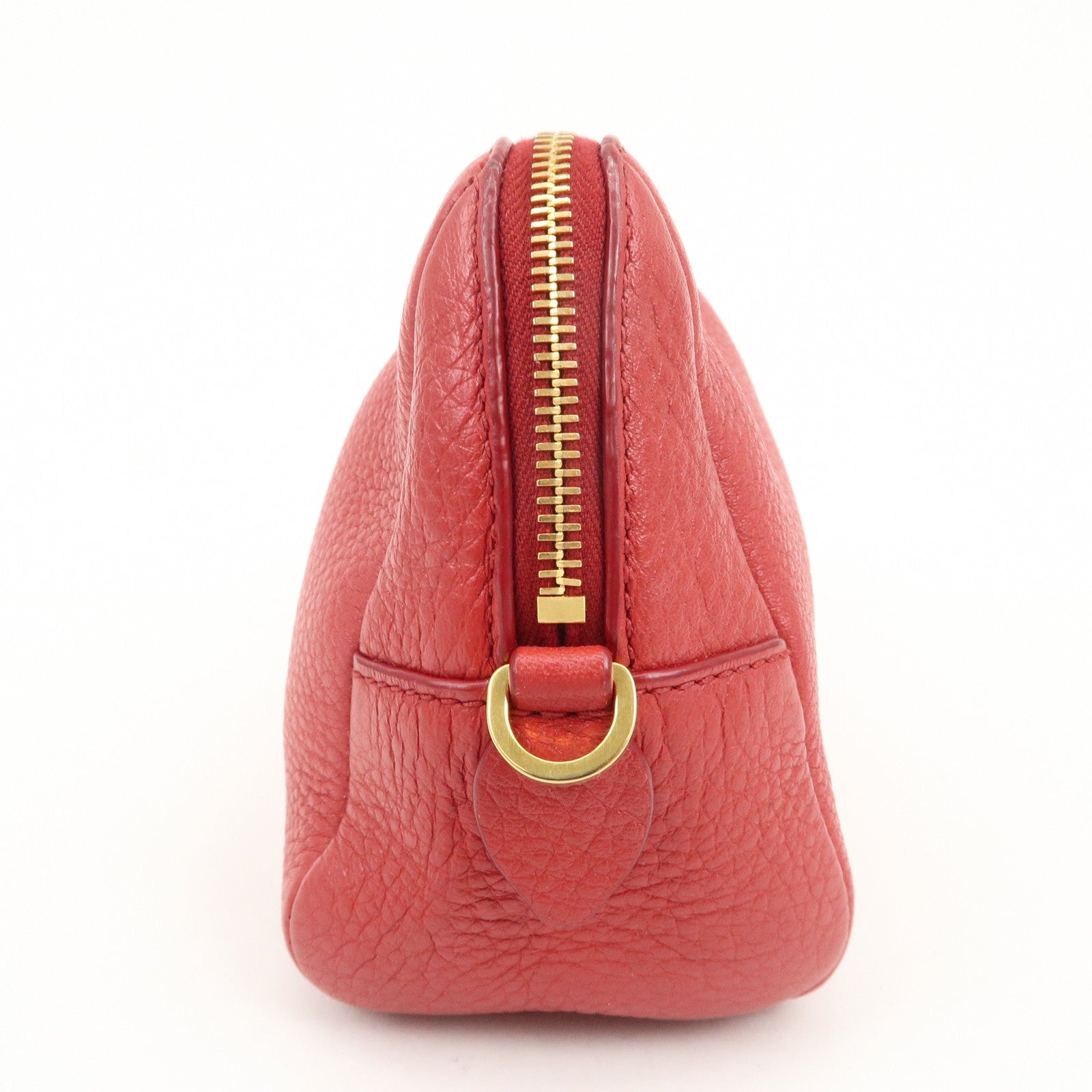 PRADA Logo Leather Pouch Cosmetic Pouch Red