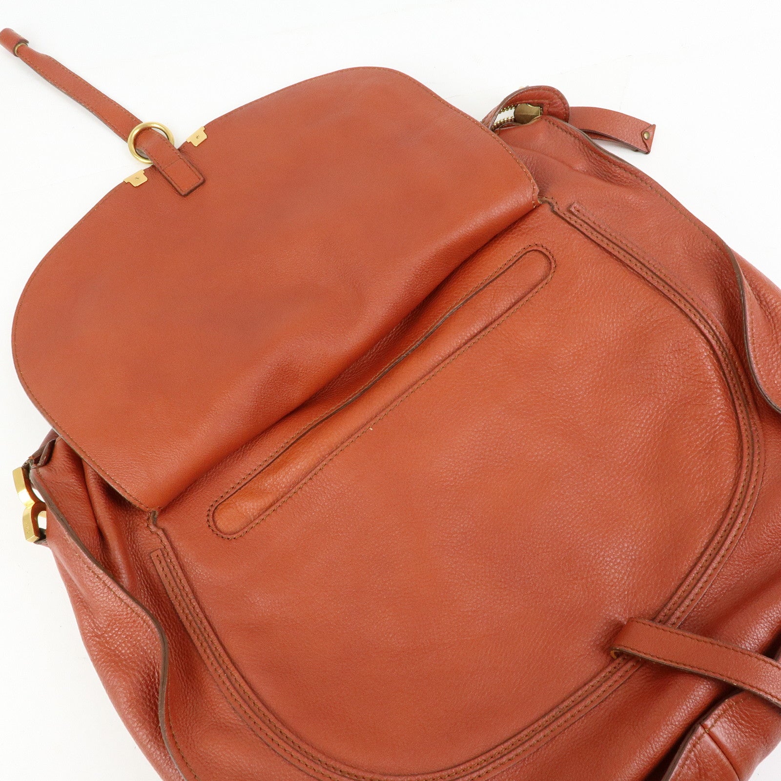 Chloe Marcie Leather Shoulder Bag Tote Bag Red Brown
