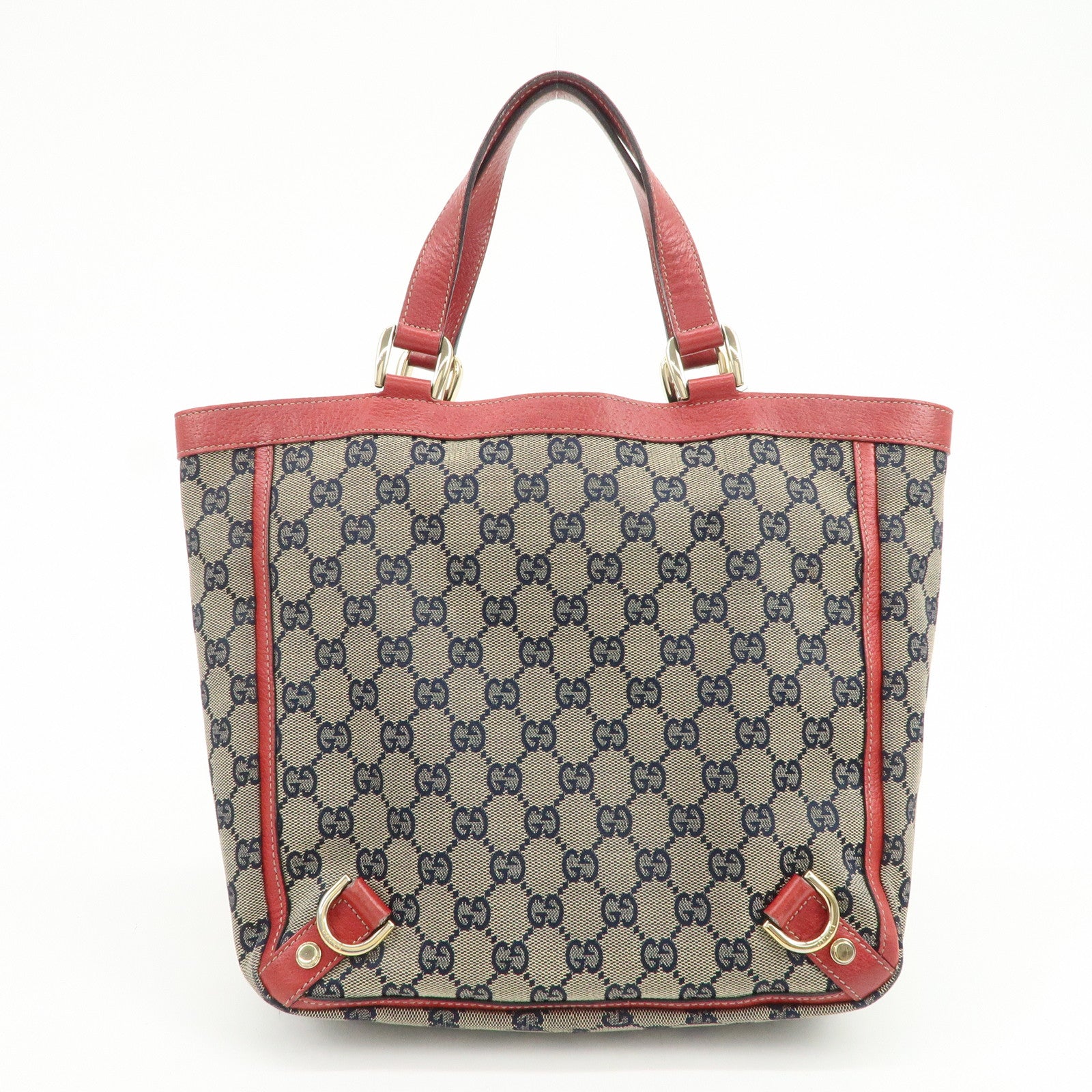 GUCCI Abbey GG Canvas Leather Hand Bag Red Navy 130739