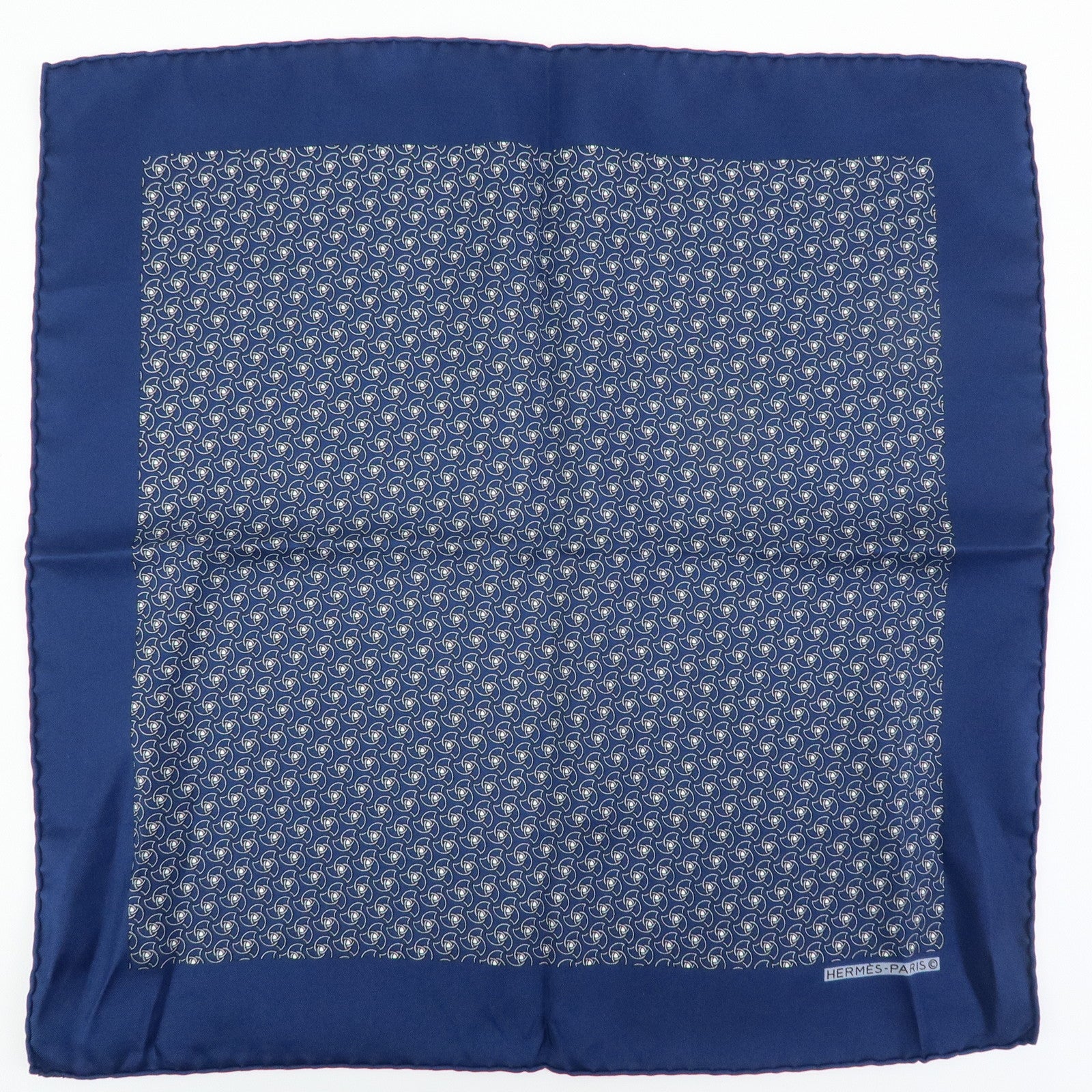 HERMES Carre 45 Set of 2 Silk 100% Scarf Navy Green