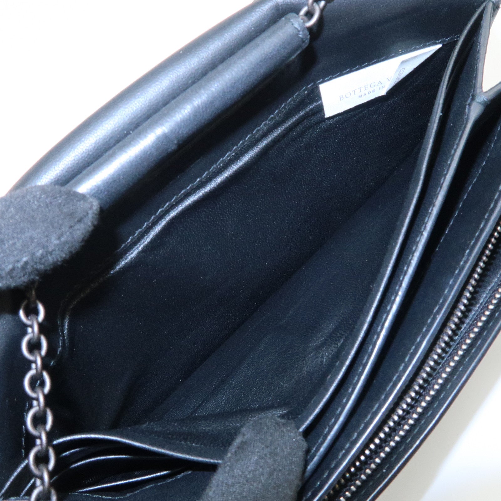 BOTTEGA VENETA Intrecciato Leather Chain Wallet Black