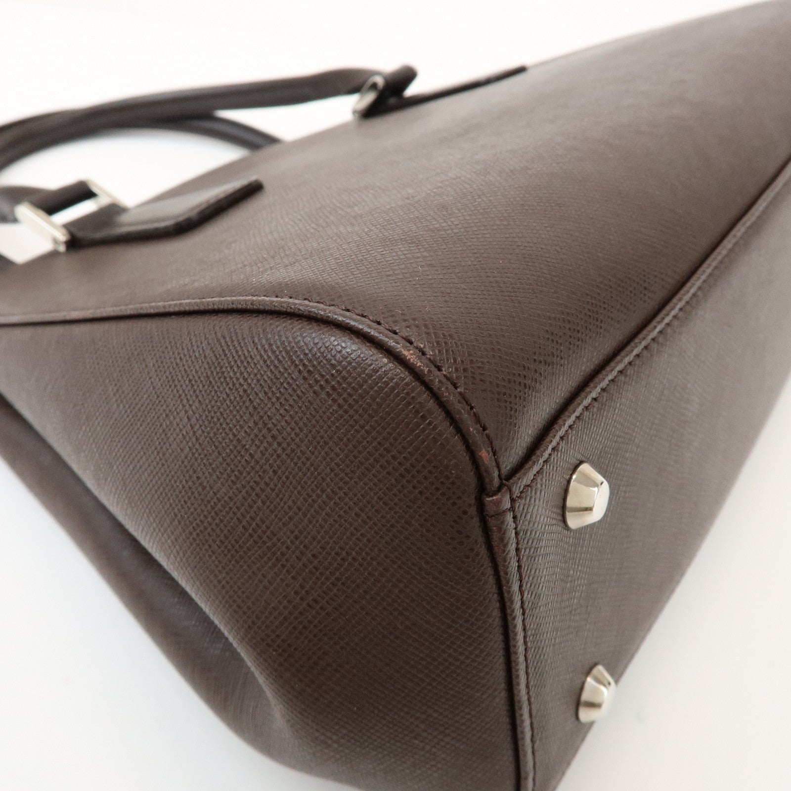 BURBERRY Logo Leather Hand Bag Tote Bag Brown