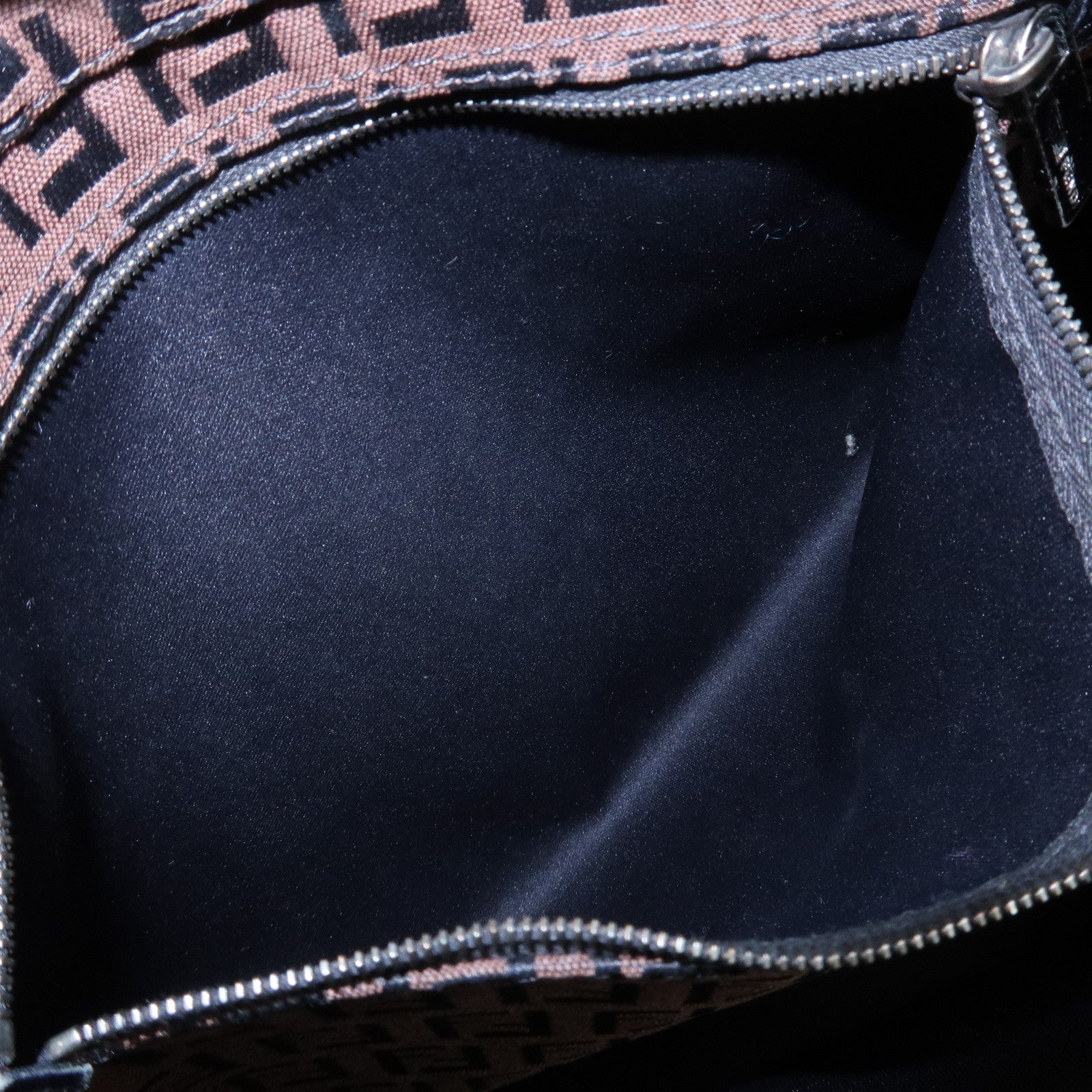 FENDI Zucchino Canvas Leather Tote Bag Brown Black 8BH023