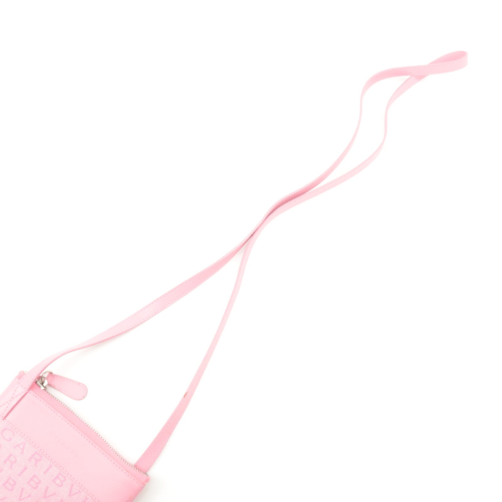 BVLGARI Logo Mania Leather Canvas Shoulder Bag Crossbody Bag Pink Used