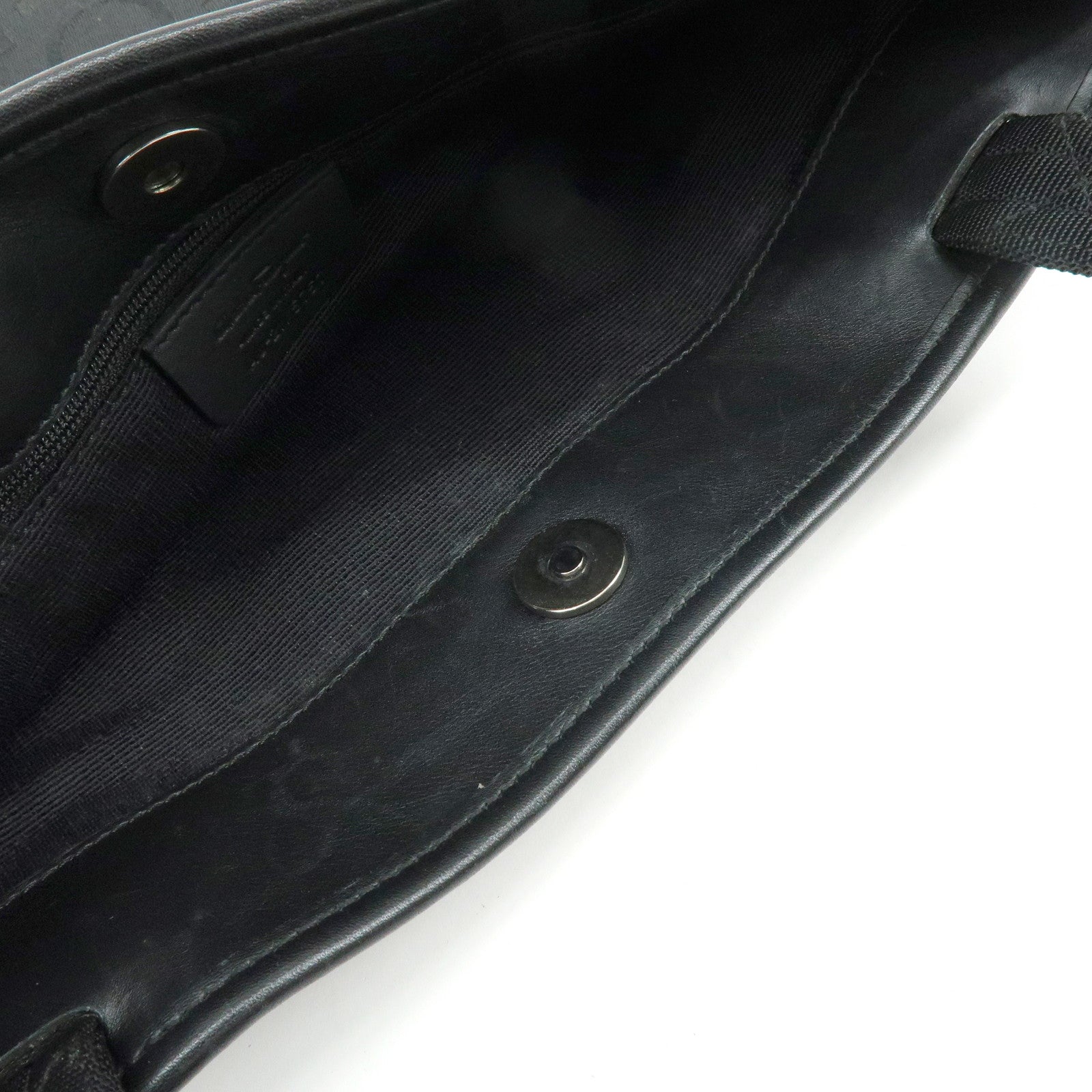 Ferragamo Gancini Canvas Leather Tote Bag Shoulder Bag Black