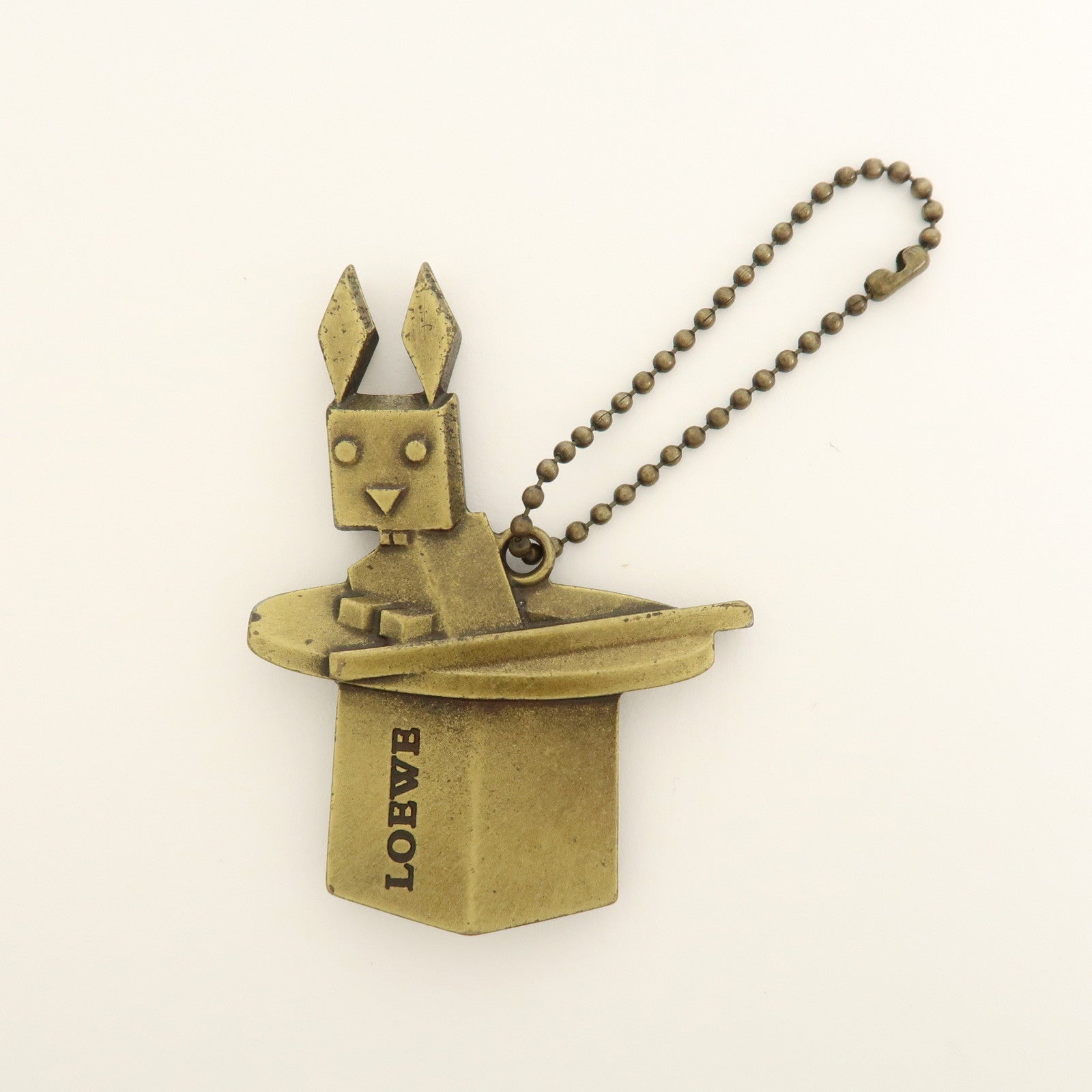 LOEWE Rabbit Motif Logo Metal Bag Charm Key Chain Gold