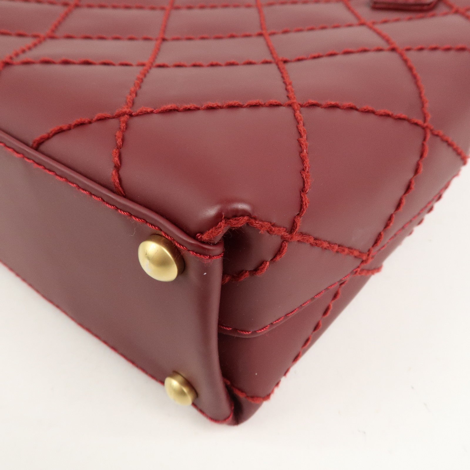CHANEL Wild Stitch Leather Tote Bag Hand Bag Red A18126