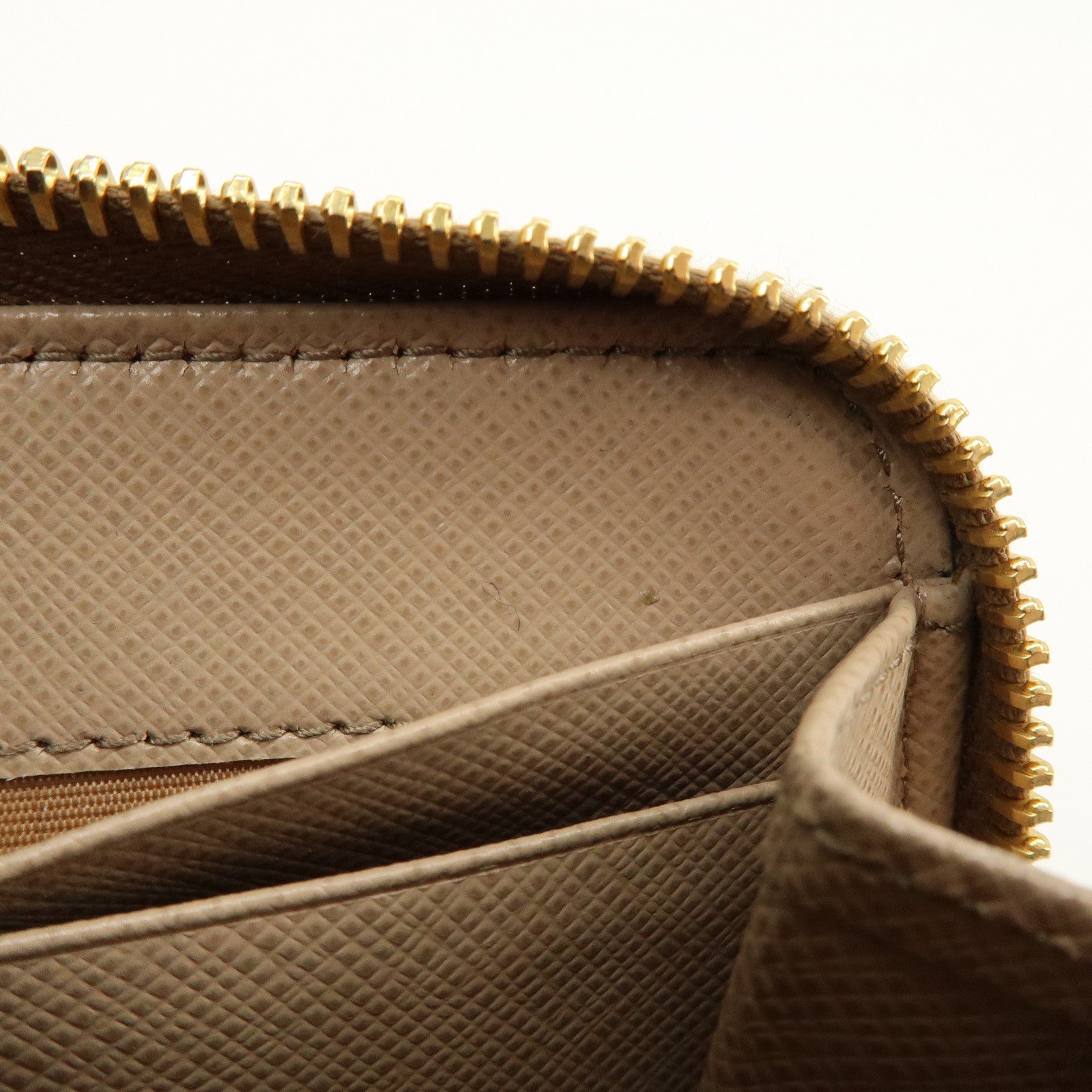 PRADA Triangle Logo Saffiano Leather Coin Case Beige 2MM003