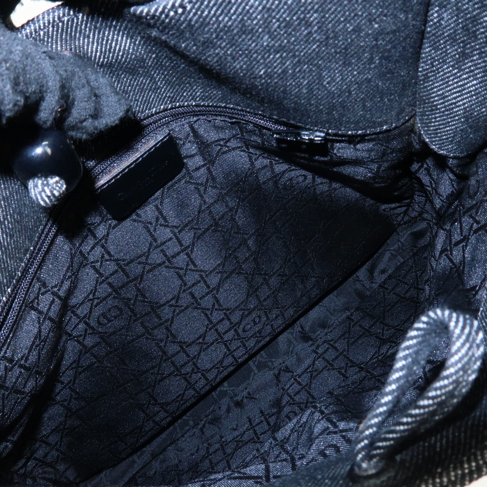 Christian Dior Maris Pearl Denim Shoulder Bag Hand Bag Black Used