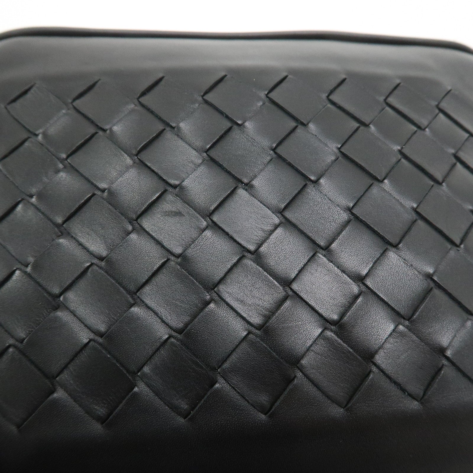 BOTTEGA VENETA Intrecciato Leather Foldable Tote Bag Nylon Black