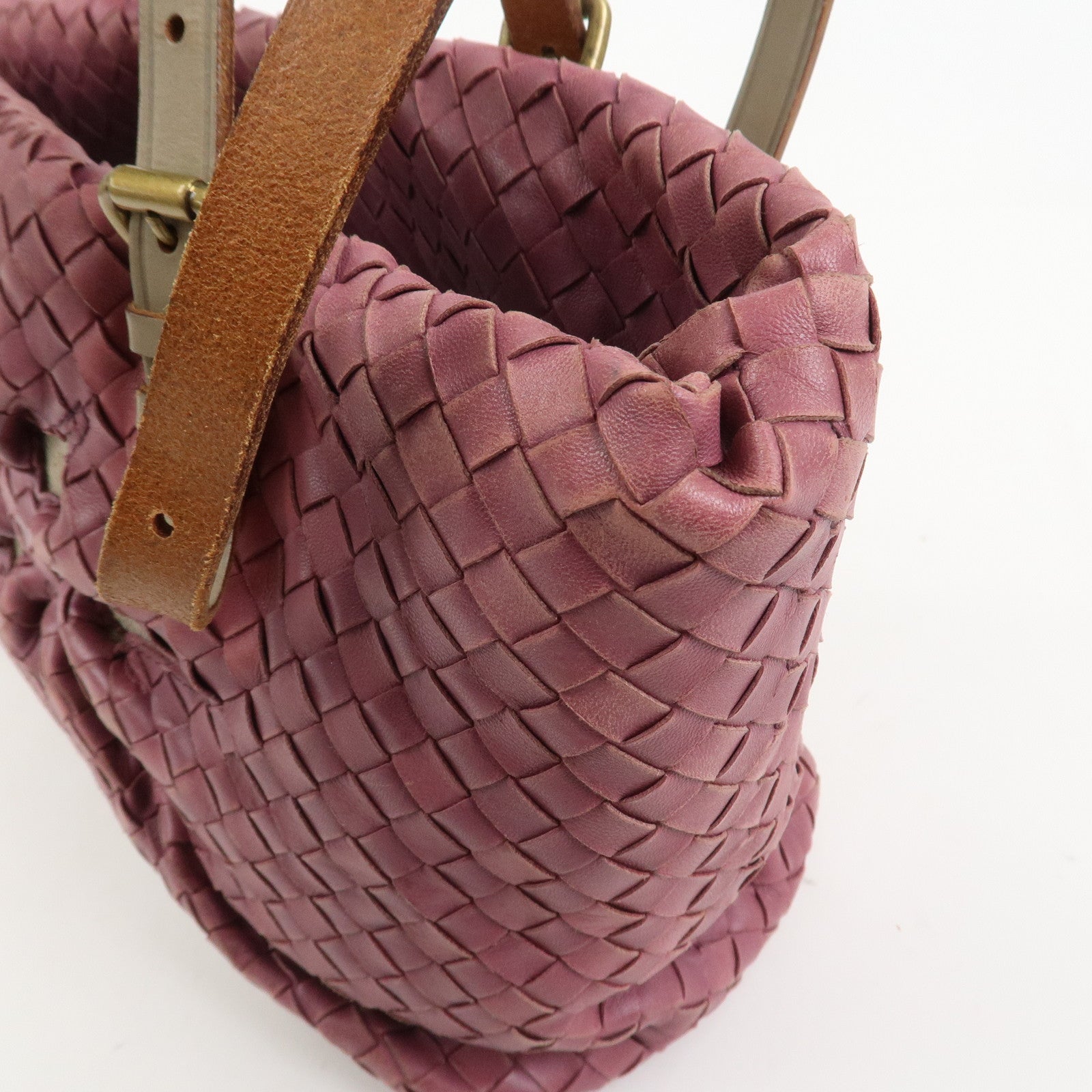 BOTTEGA VENETA Intrecciato Leather Tote Bag Hand Bag Purple
