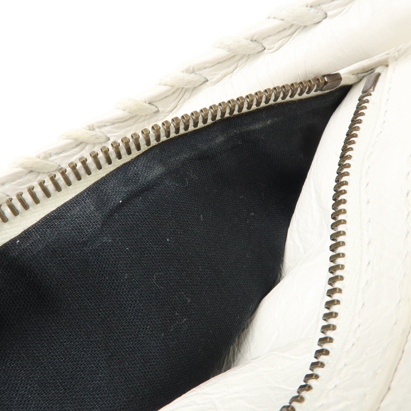 BALENCIAGA The City Leather 2Way Hand Bag White 115748 Used