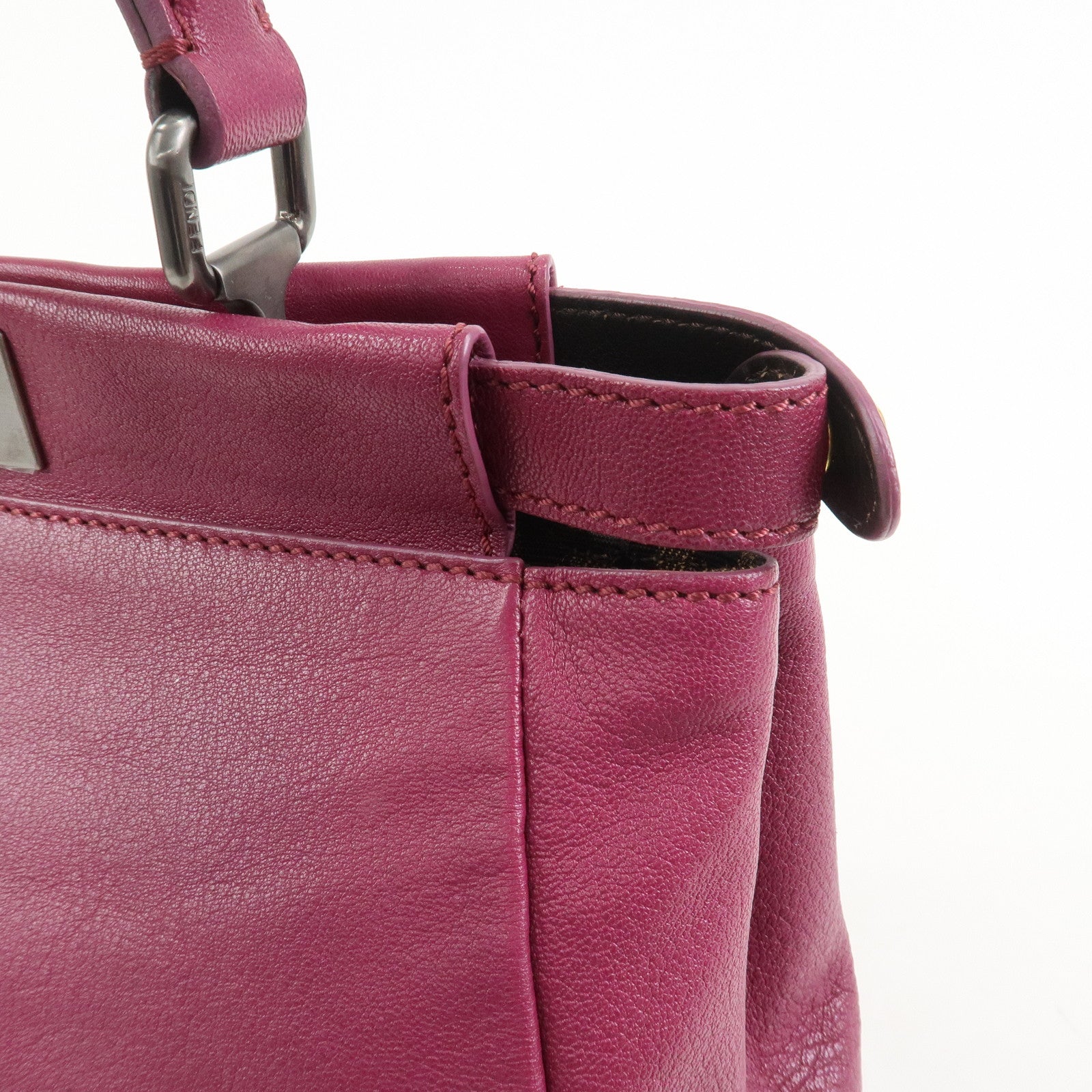 FENDI Peekaboo Leather 2Way Hand Bag Shoulder Bag Fuchsia 8BN226