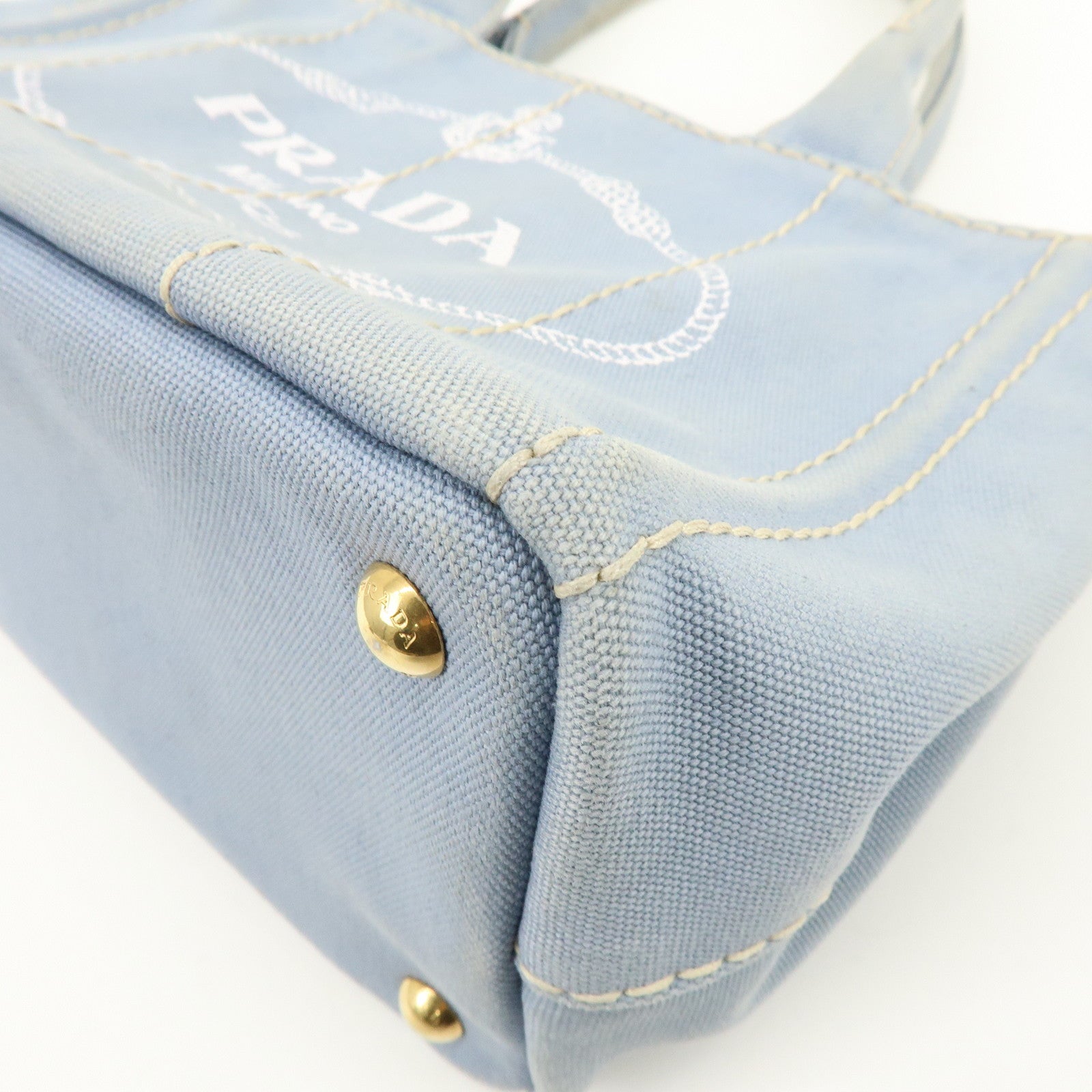 PRADA Canapa Mini Canvas 2Way Bag Hand Bag Light Blue 1BG439