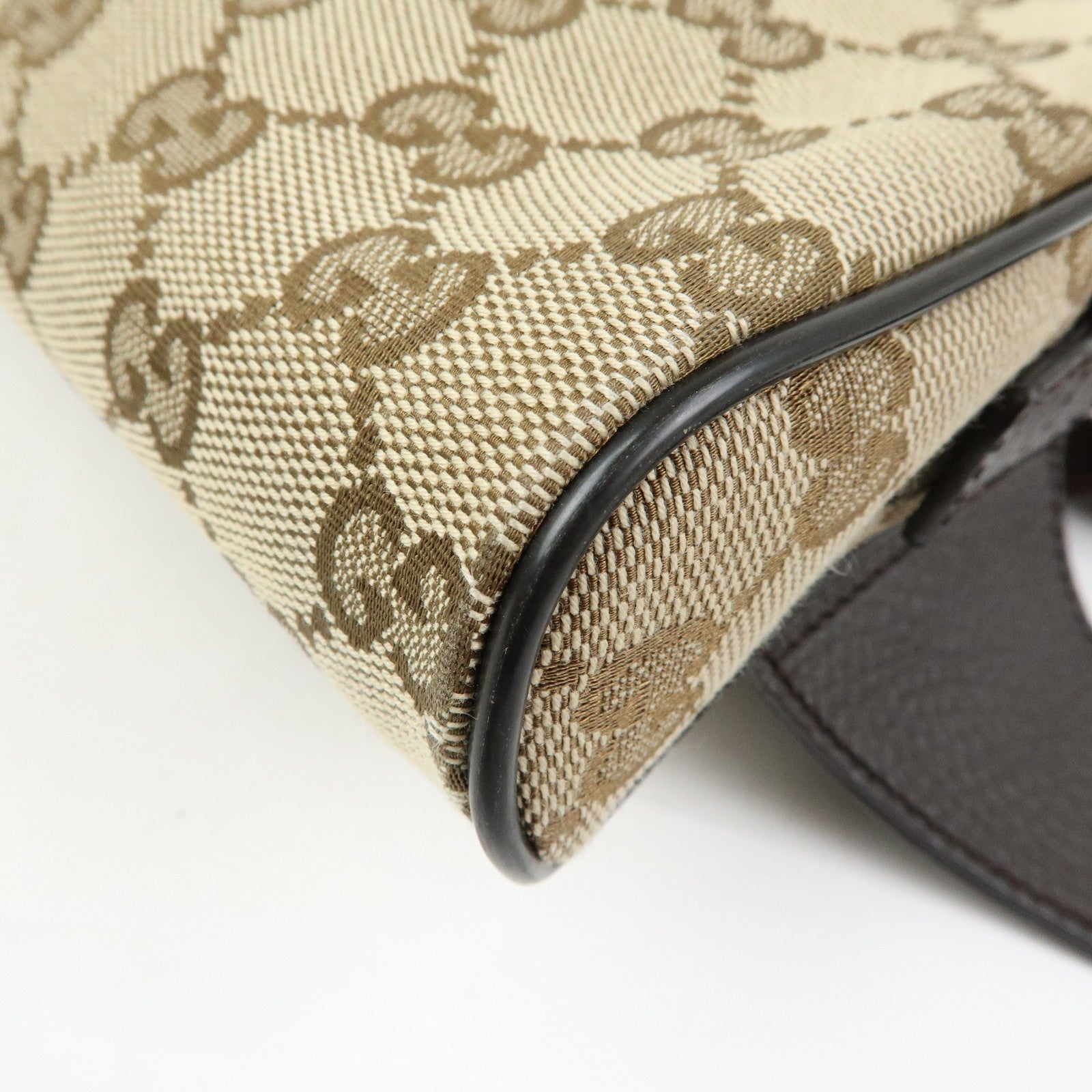 GUCCI GG Canvas Leather Waist Pouch Body Bag Crossbody Bag 449174