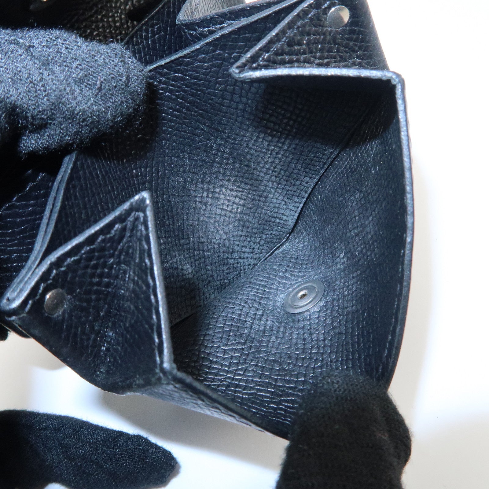 HERMES Ruban Quatre Vo Epson I Stamped Coin Case Black Silver HDW Used