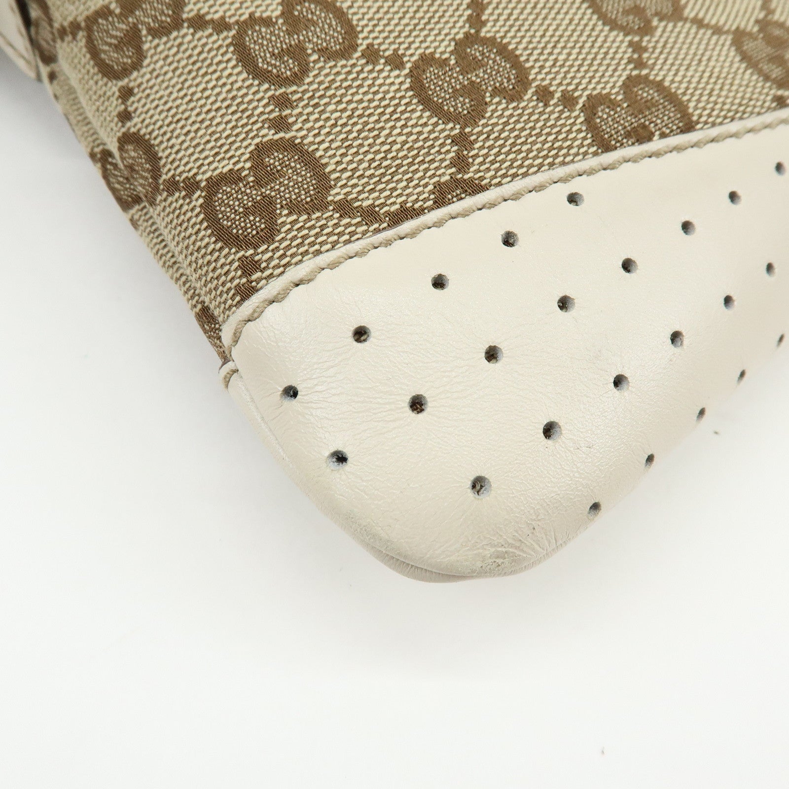 GUCCI GG Canvas Leather Shoulder Crossbody Bag Brown Ivory 147671