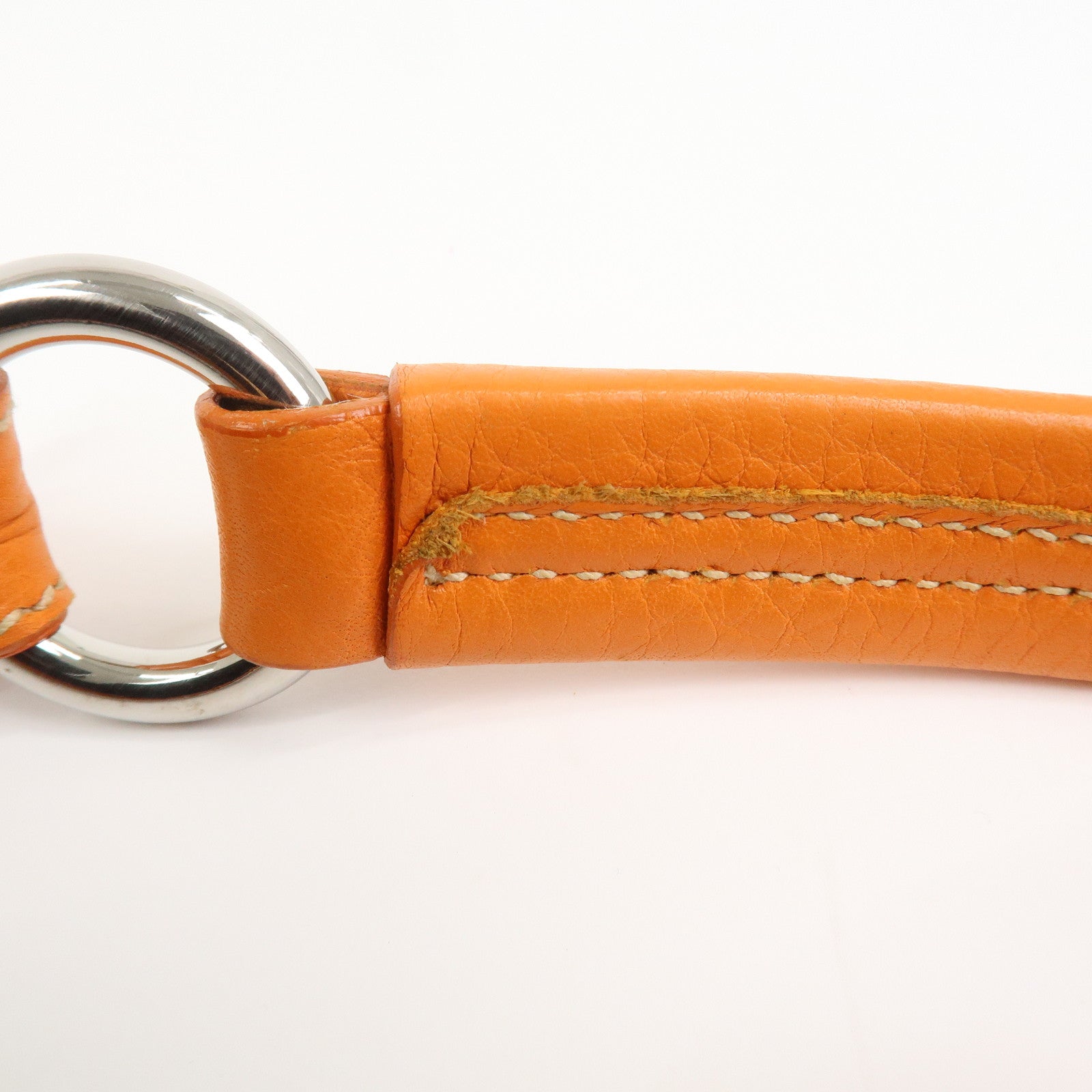 PRADA Logo Raffia Leather Shoulder Bag Hand Bag Orange BR2923