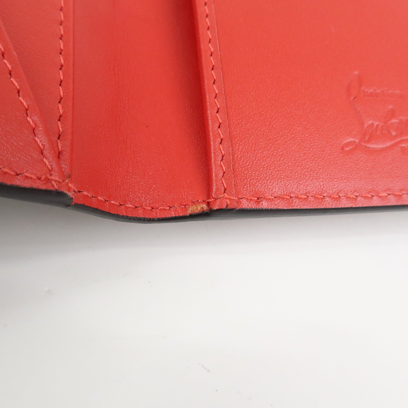 Christian Louboutin Leather Card Case Card Holder Studs Gray