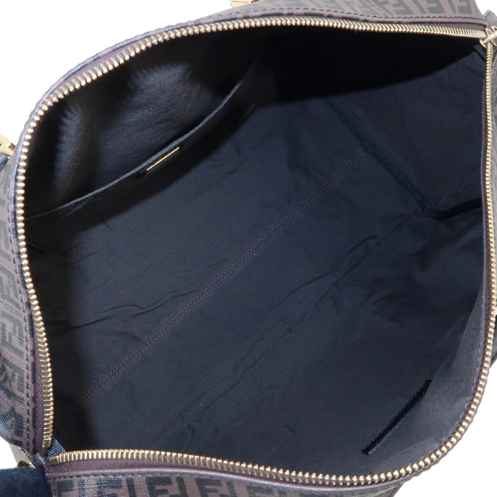 FENDI Zucchino PVC Boston Bag Hand Bag Brown 8BL099