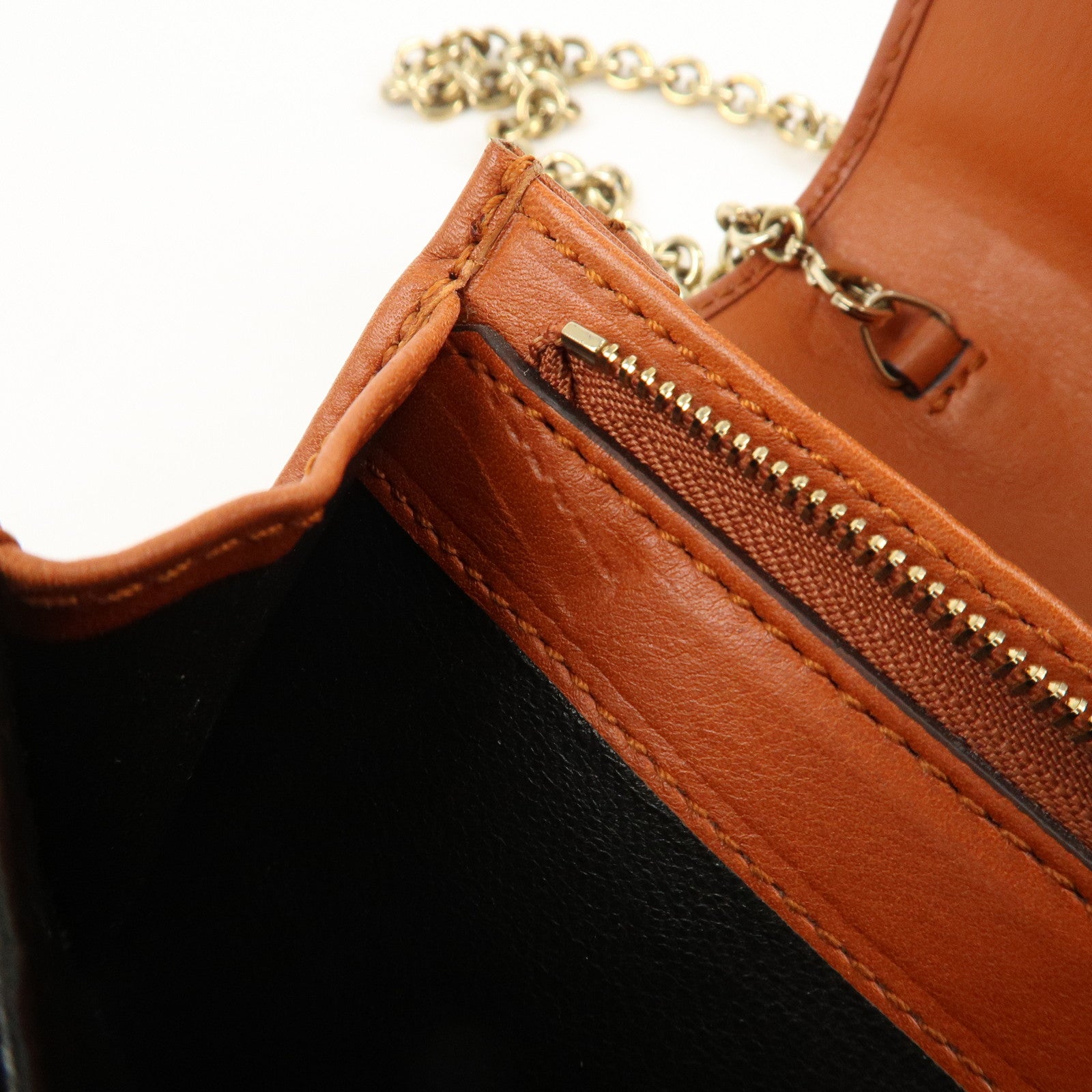 GUCCI Diamante Canvas Chain Strap Long Wallet Hand Bag Beige 269541 Used