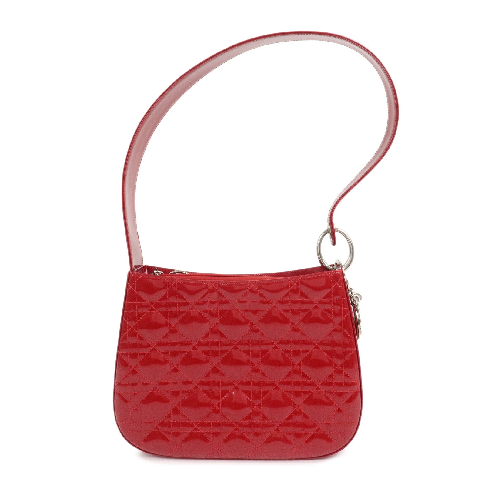 Christian Dior Cannage Patent Leather One Shoulder Bag Red