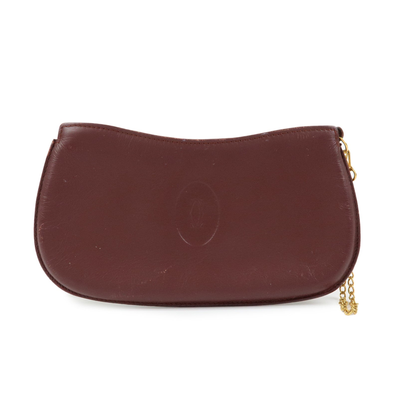 Cartier Must de Cartier Leather Chain Strap Pouch Bordeaux