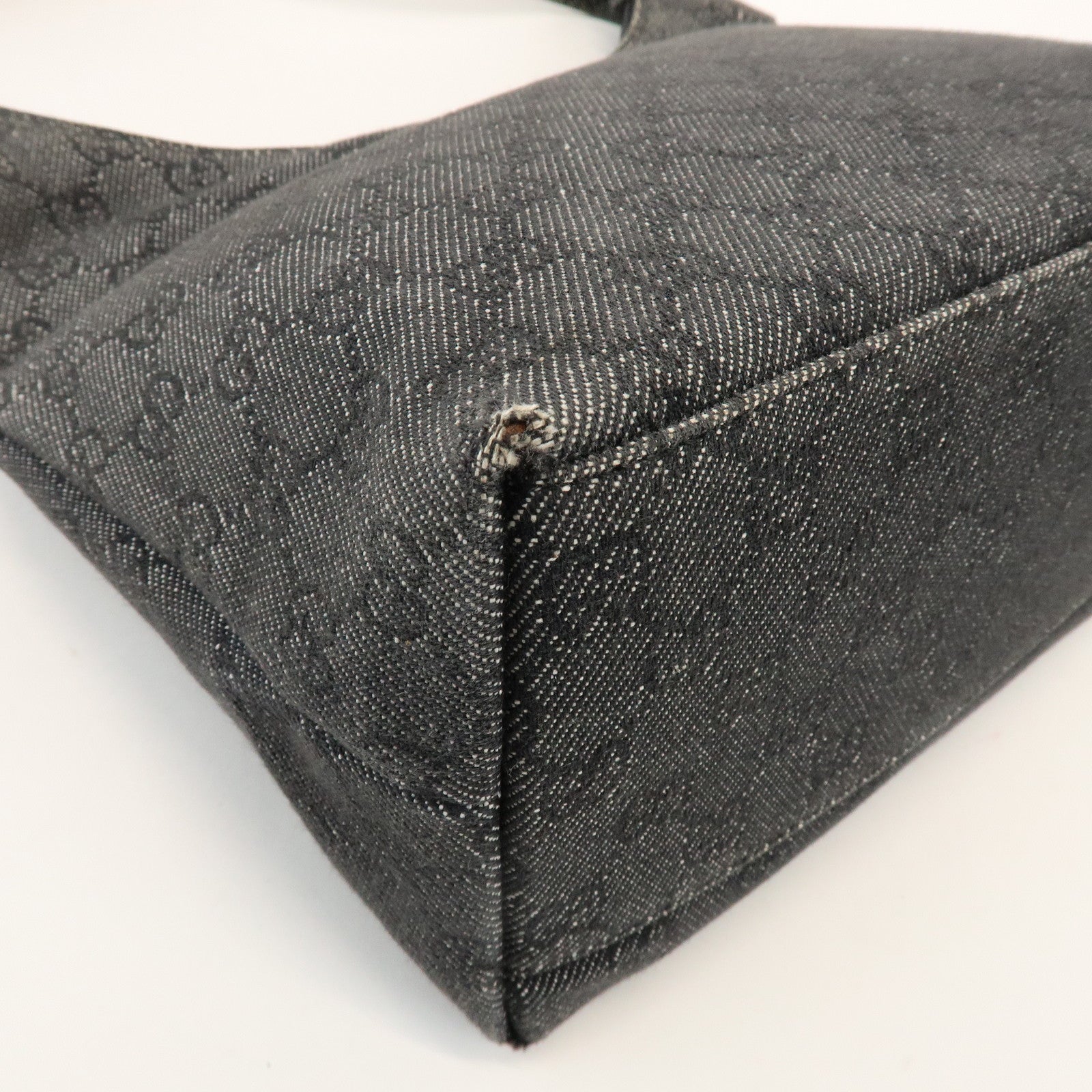 GUCCI GG Denim Leather Shoulder Bag Hand Bag Black 105649