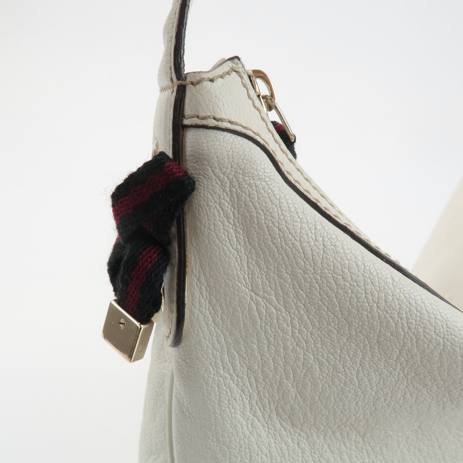 GUCCI Sherry Princy Leather Shoulder Bag White 162882 Used