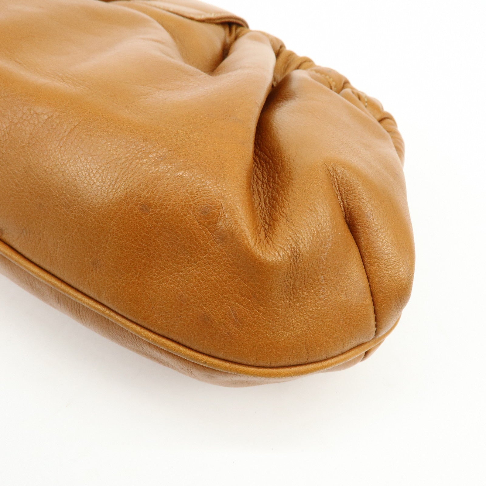 CELINE Leather 2Way Shoulder Bag Clutch Bag Brown
