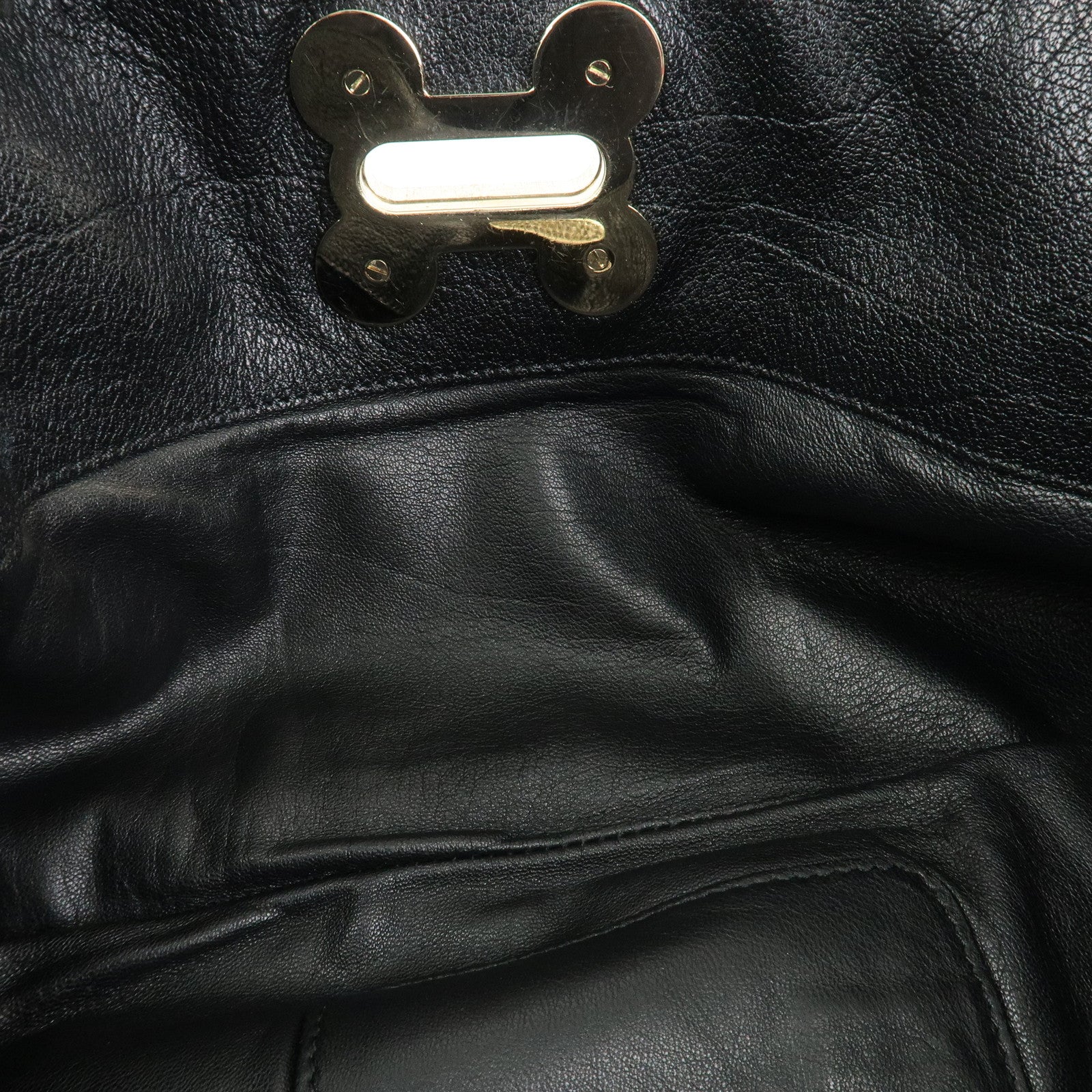 Chloe Leather Rhinestone Clutch Bag Hand Bag Black