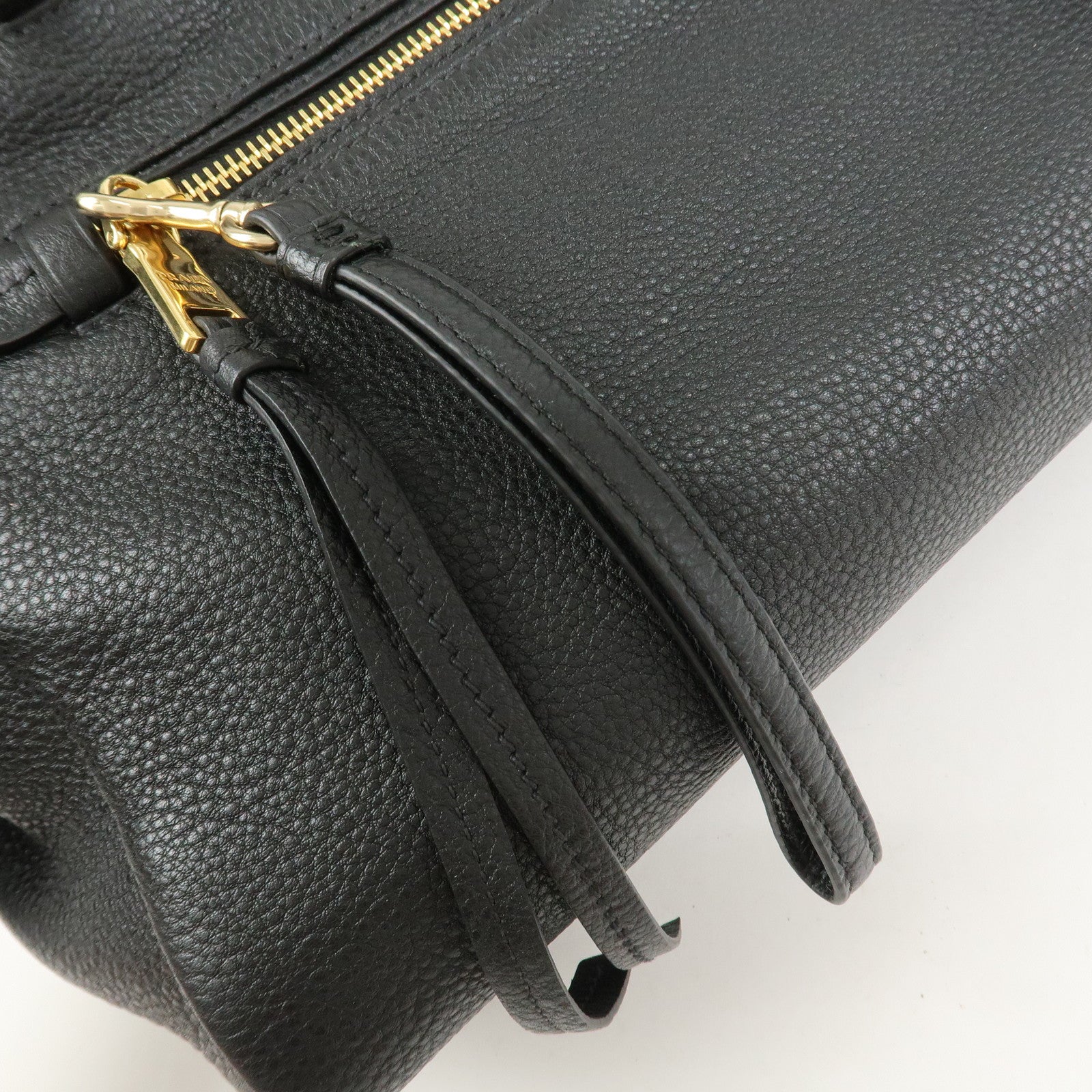 PRADA Logo Leather 2Way Bag Shoulder Bag Hand Bag Black 1BG044