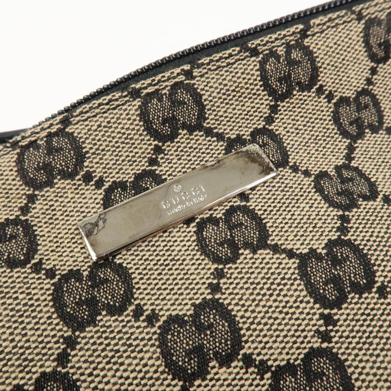 GUCCI Boat Bag GG Monogram Canvas Pouch Hand Bag Beige 039.1103