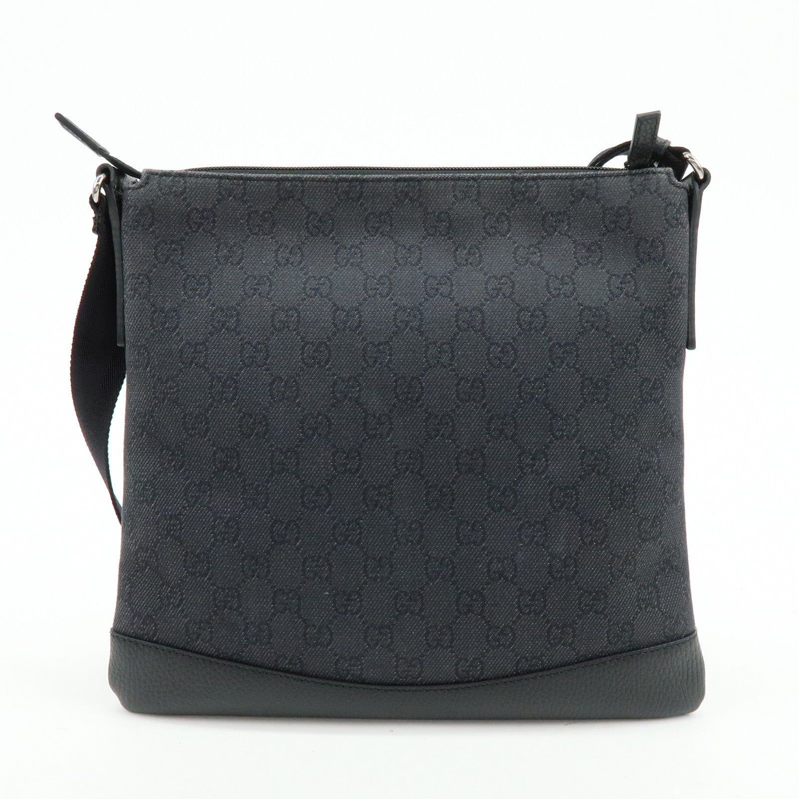 GUCCI GG Denim Leather Shoulder Bag Crossbody Bag Black 509635