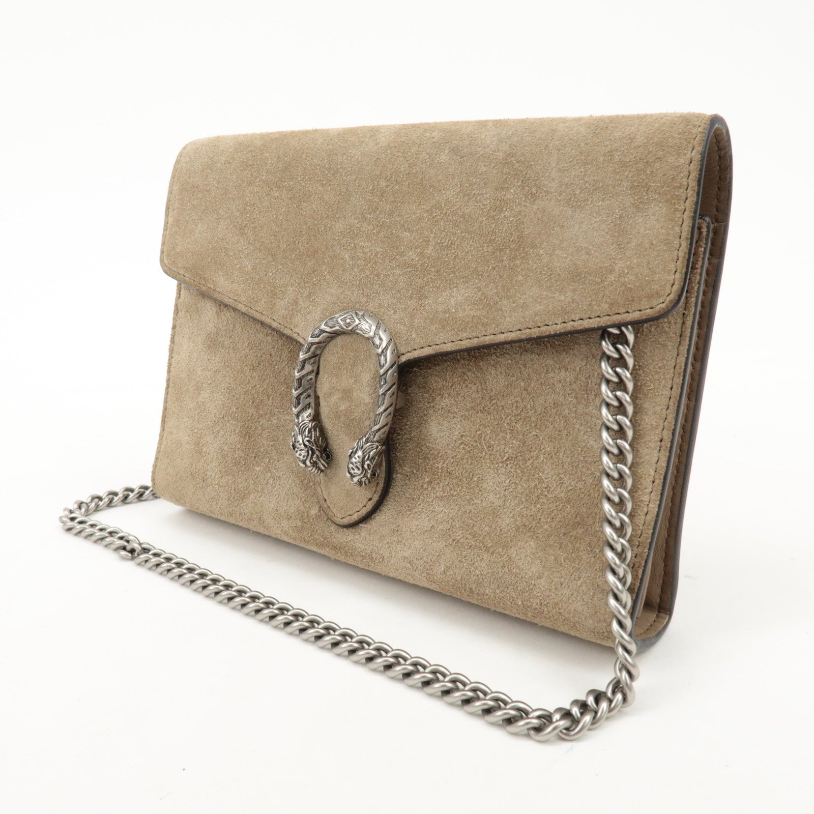 GUCCI Dionysus Suede Chain Shoulder Bag Beige Silver 401231 Used