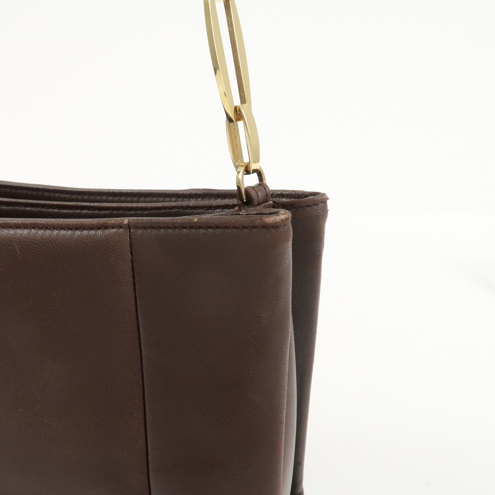 LOEWE Anagram Lamb Skin Shoulder Bag Hand Bag Brown