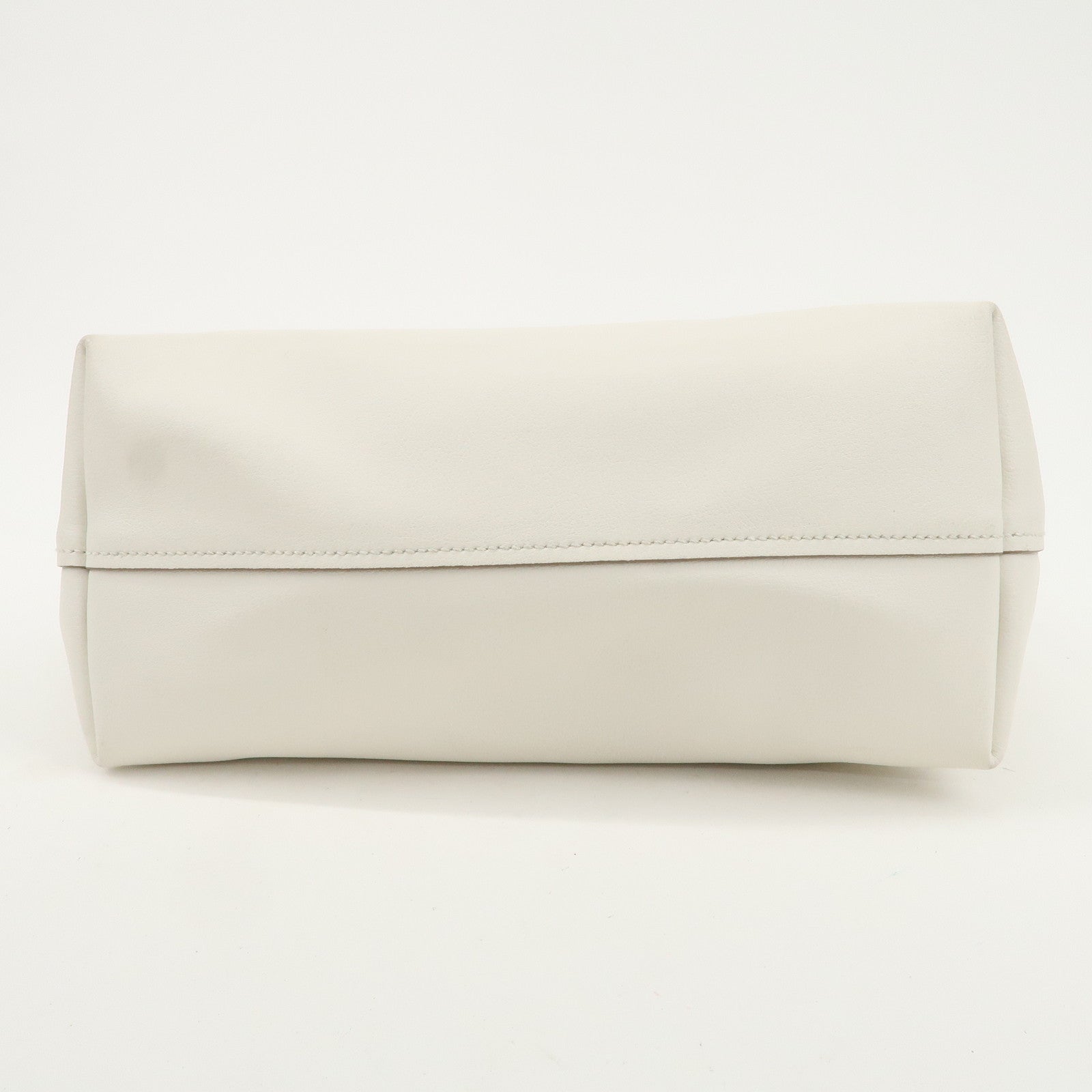 MIU MIU Leather Flower Tote Bag Hand Bag White 5BG054 Used