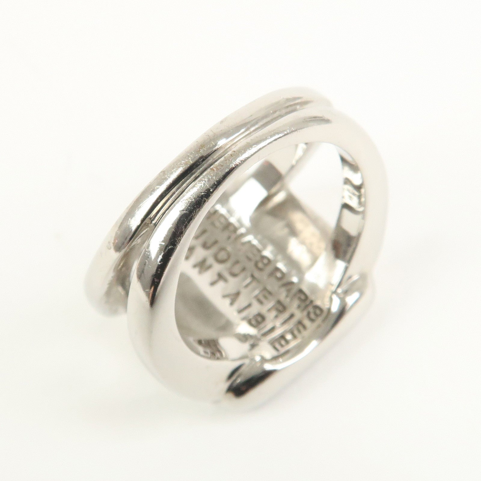 HERMES Sellier Shell Metal Ring Silver #53 US7