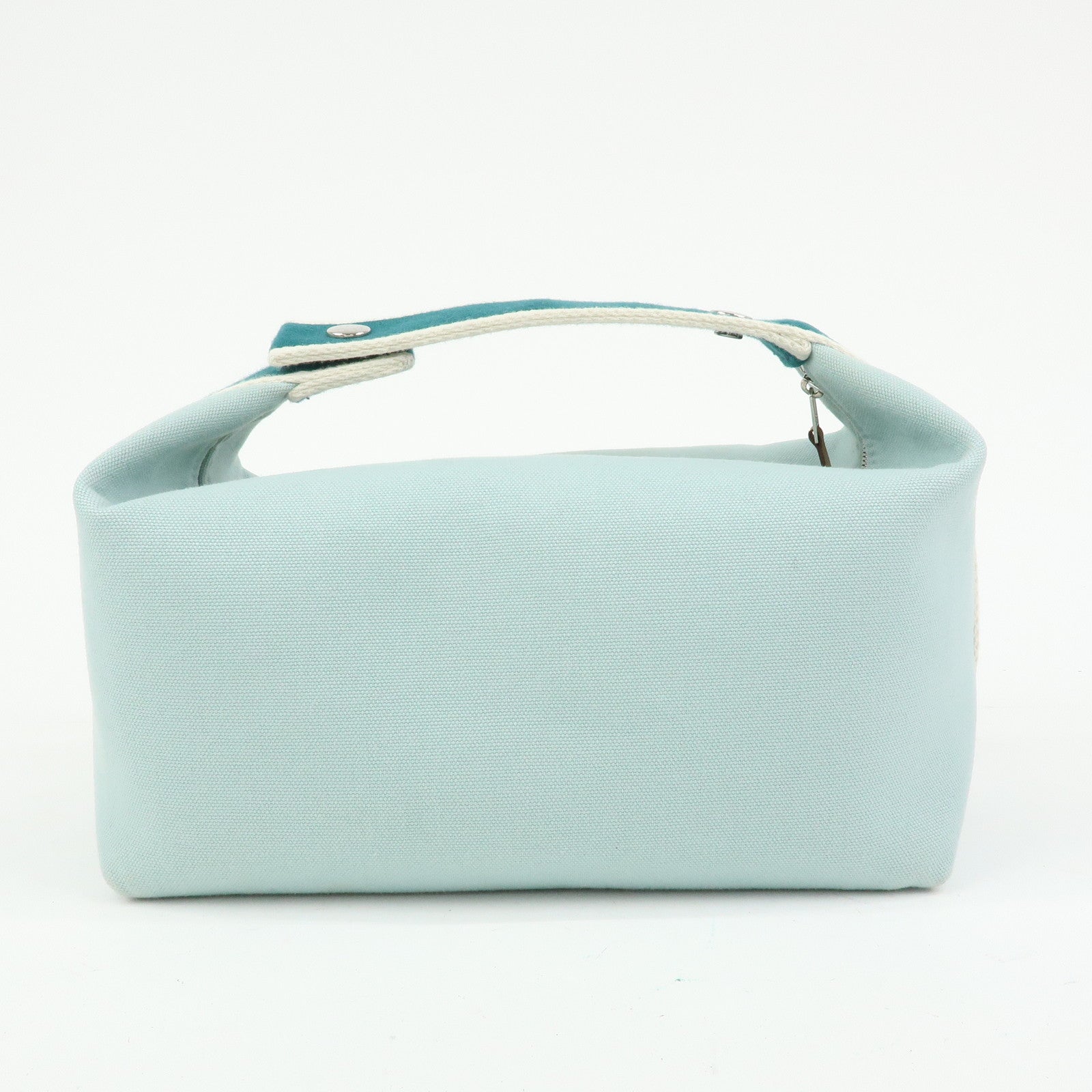 HERMES Bride A Brac GM Cotton Hand Bag Vanity Bag Light Blue