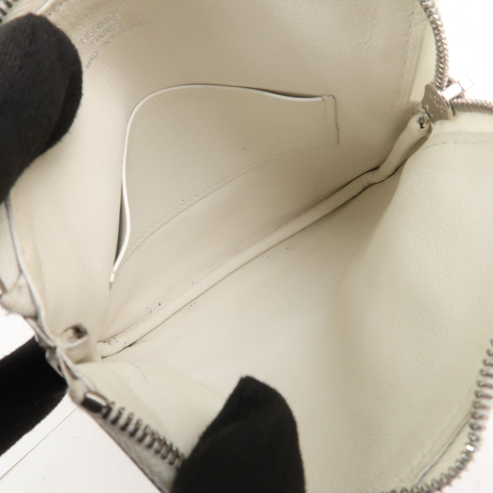 HERMES Carre Calf Skin Pocket Pouch BALADE EN BERLINE Ivory Brown