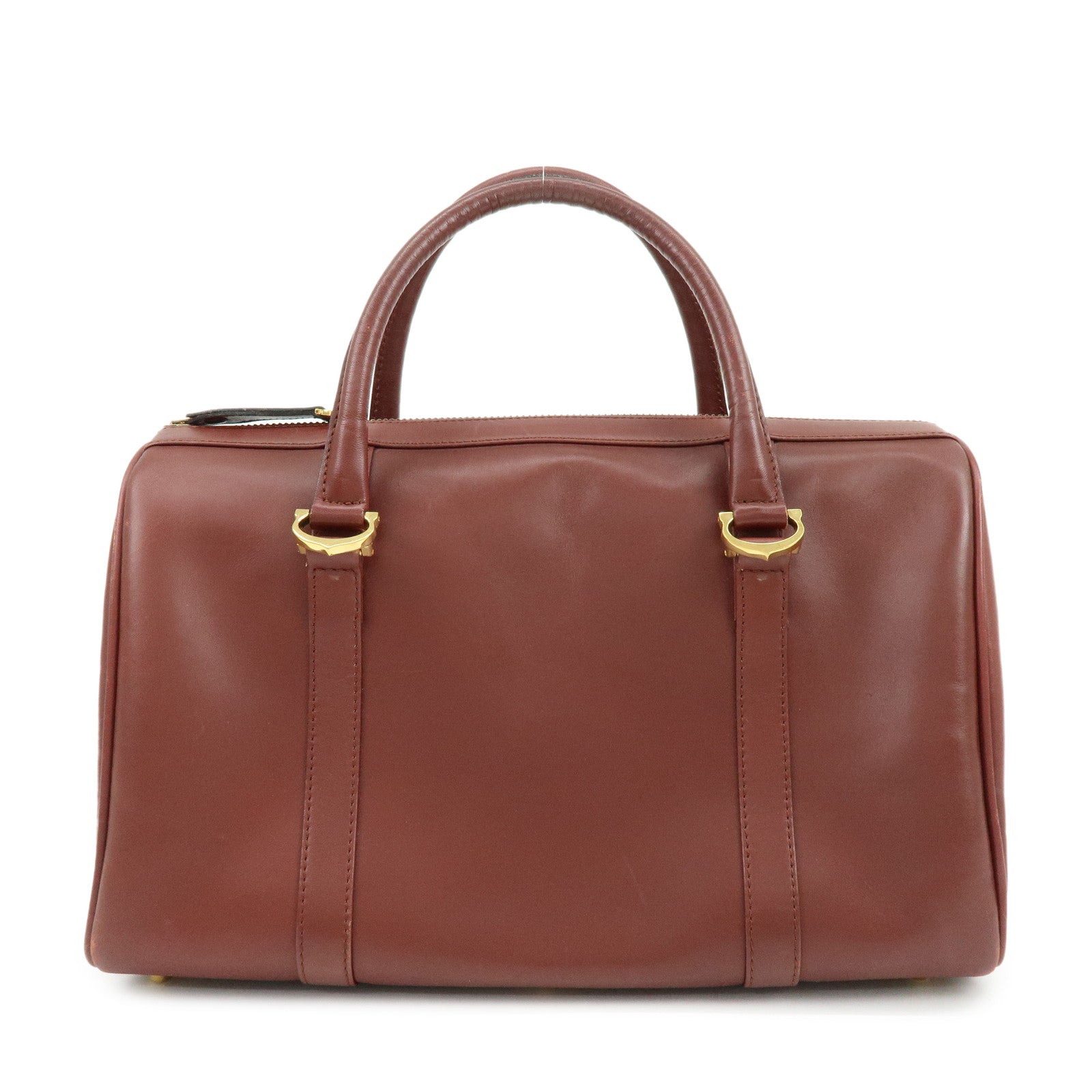 Cartier Must de Cartier Leather Boston Bag Hand Bag Bordeaux