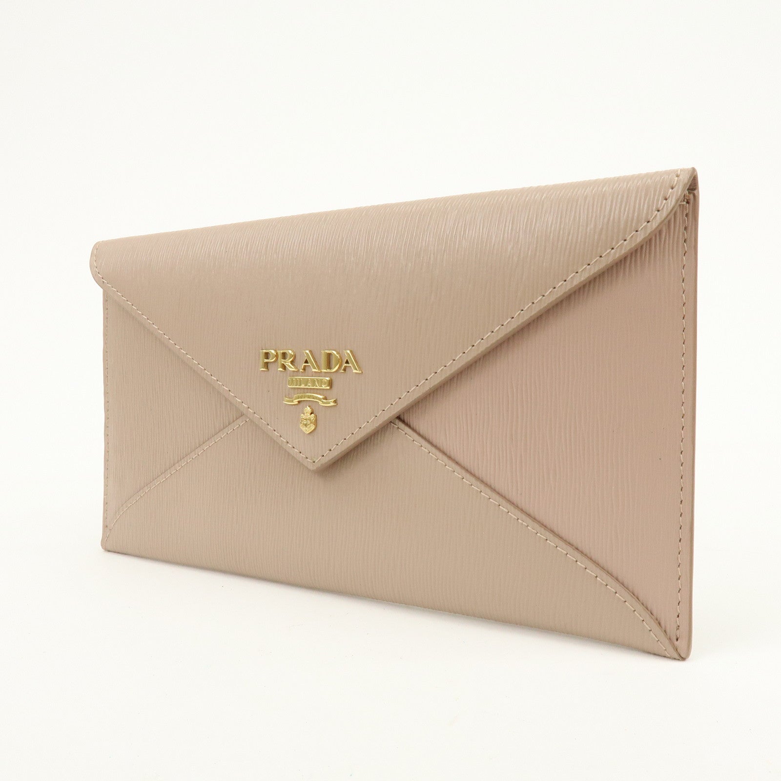 PRADA Envelope Vitello Move Leather Long Wallet Beige 1MF175