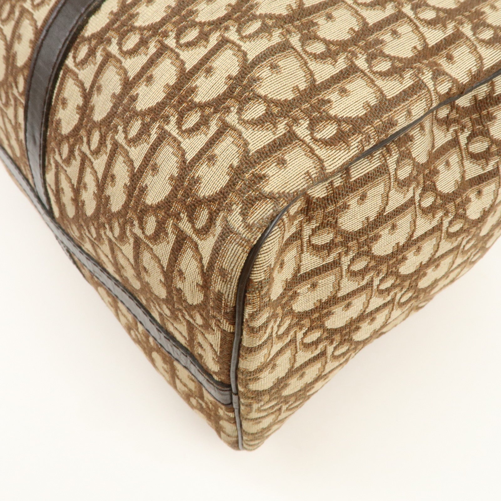 Christian Dior Trotter Jacquard Canvas Boston Bag Hand Bag Brown