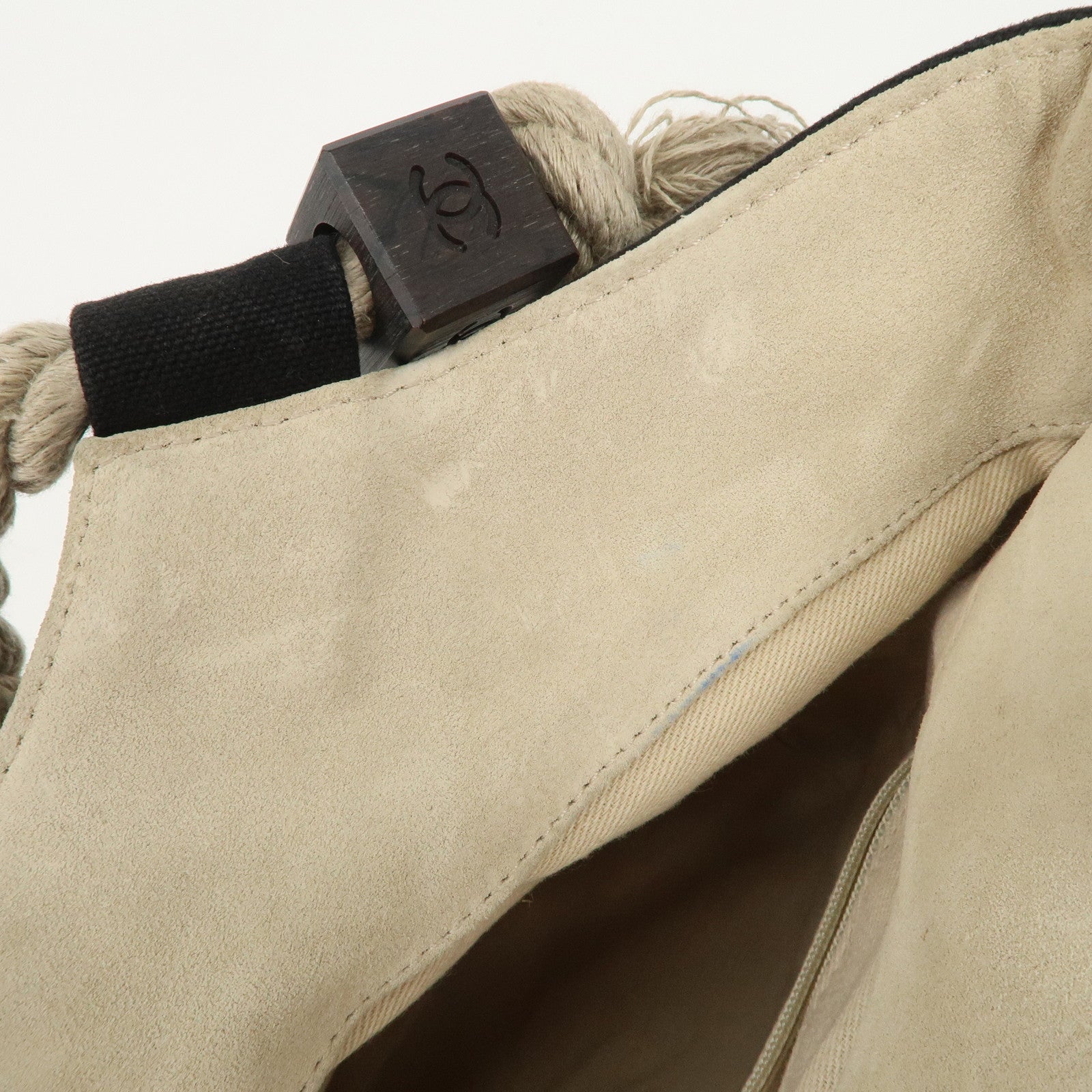 CHANEL COCO Mark Canvas Patent Leather Hand Bag Black Yellow