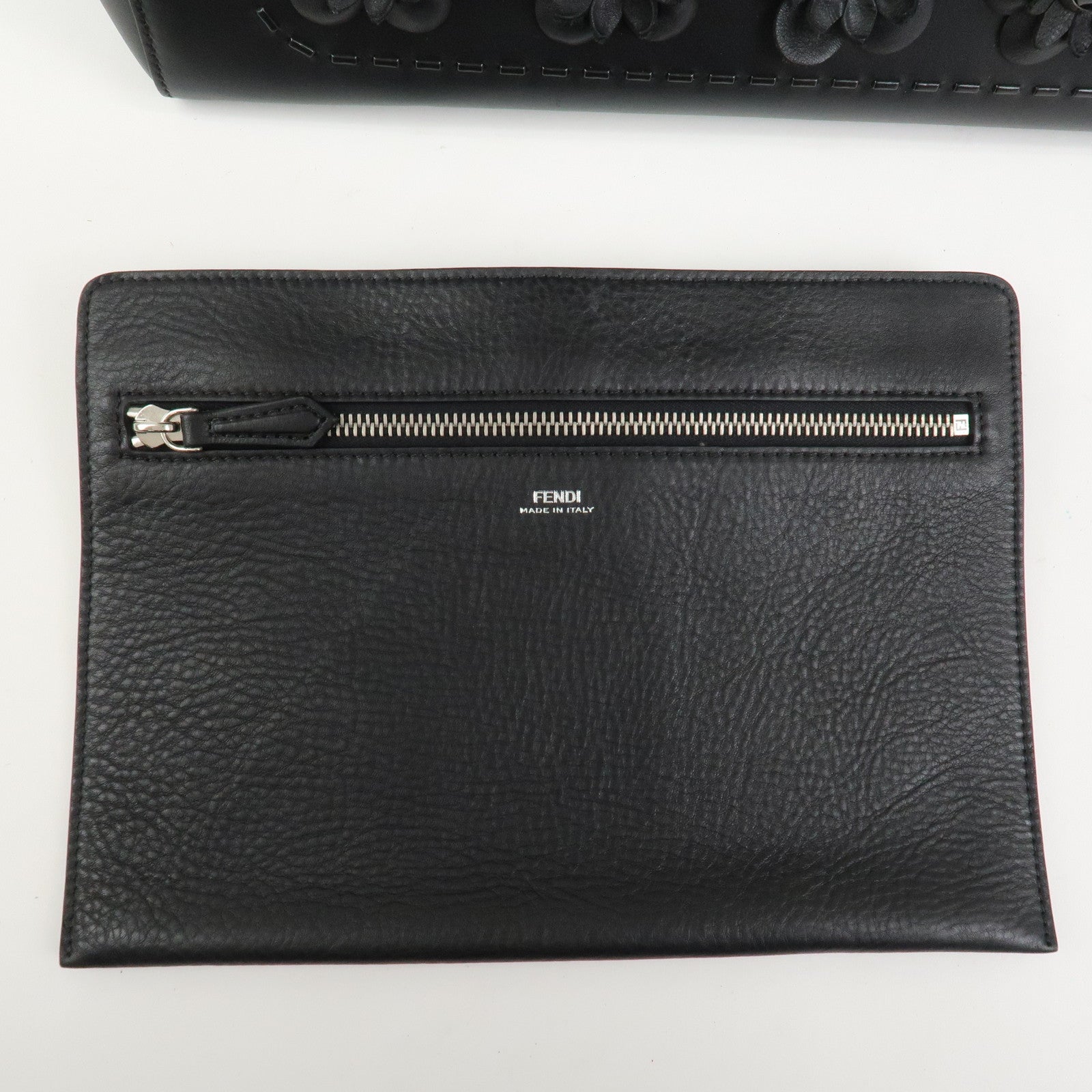 FENDI Dotcom Leather 2WAY Bag Hand Bag Shoulder Bag Black 8BN293