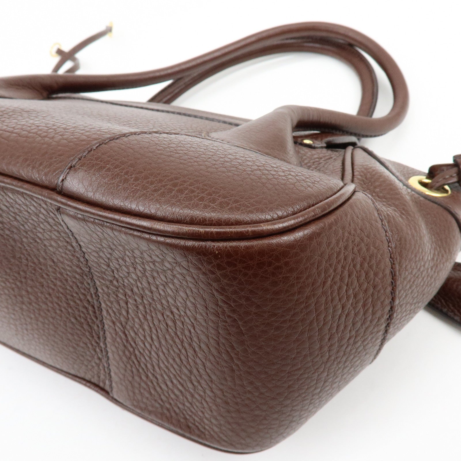 PRADA Vitello Daino Leather Hand Bag Shoulder Bag Brown BR3207